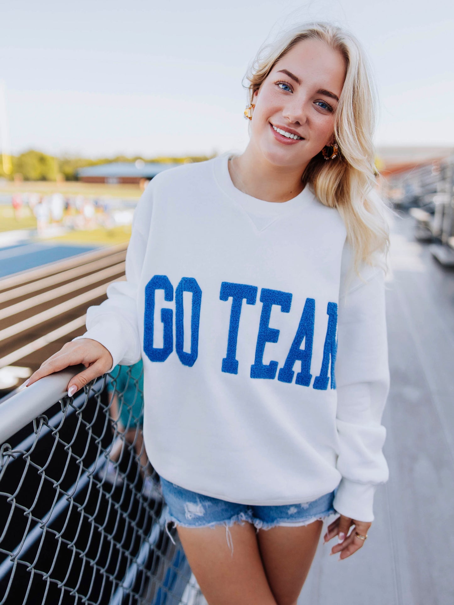 Adult Warm Knit Sweatshirt - Go Team Blue