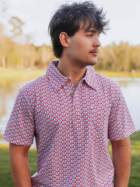 Men's Polo Shirt - Patriotic Floral