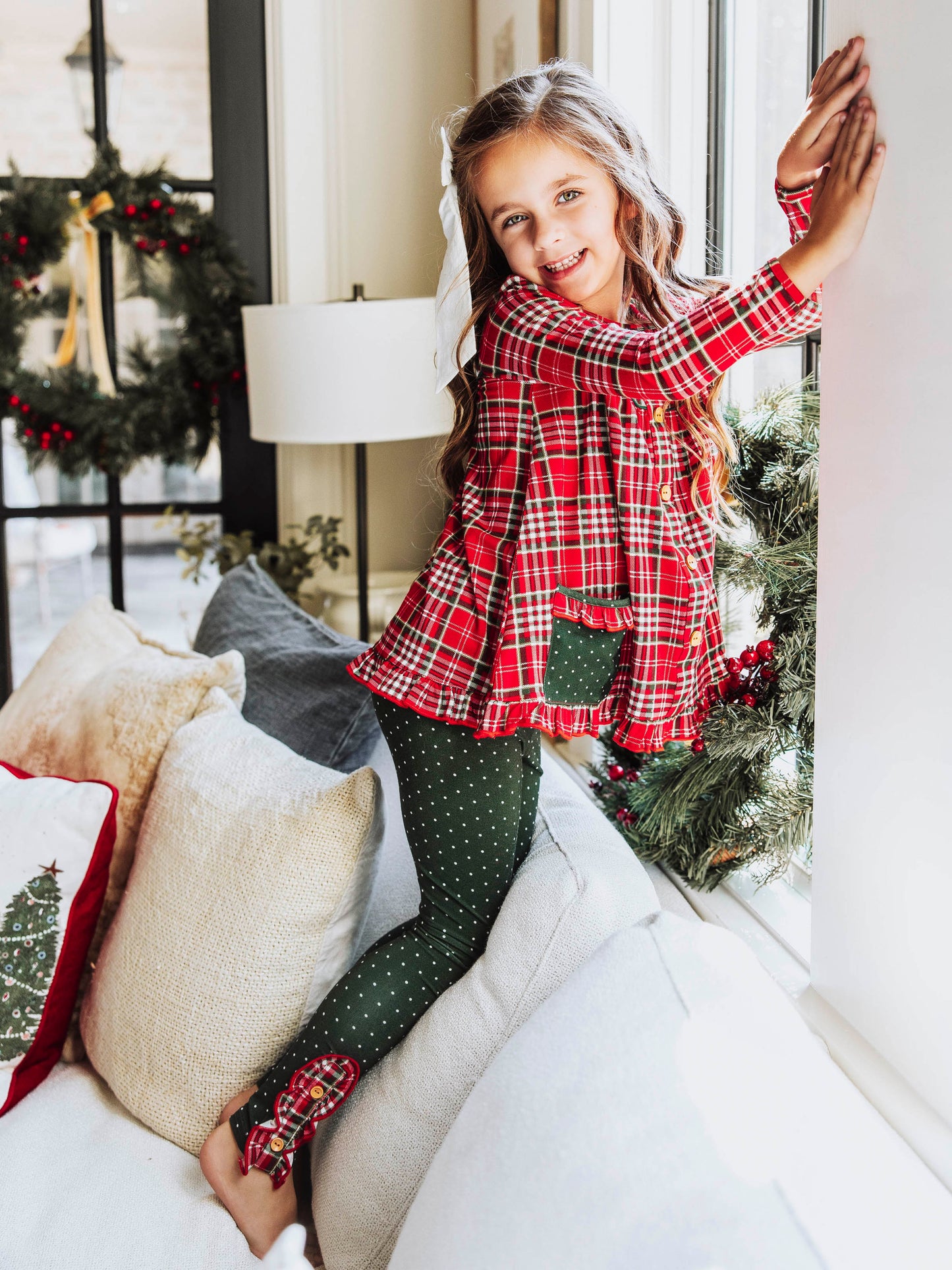 Girly Button Set - Merry Plaid