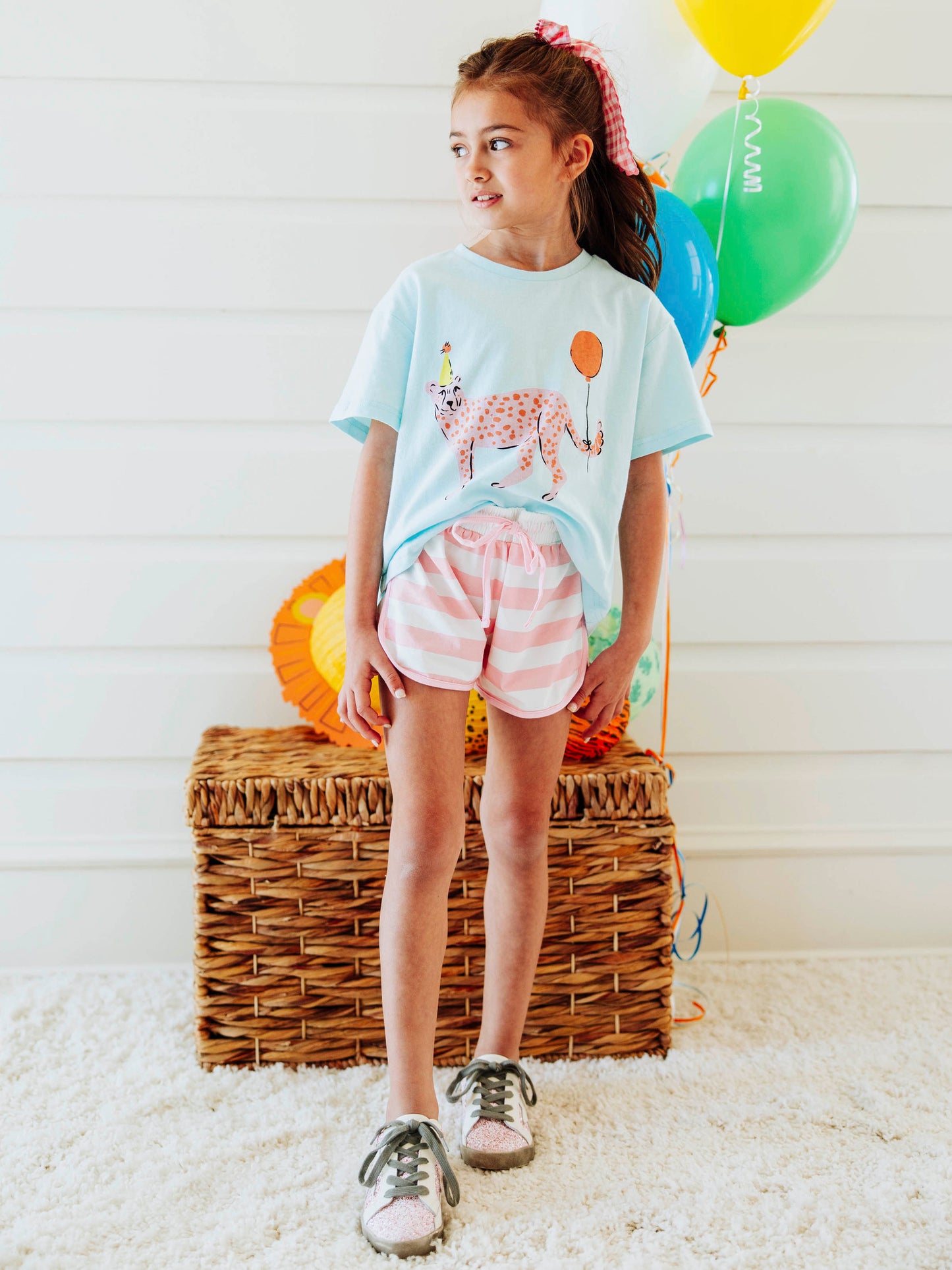 Athletic Shorts - Dusty Pink Stripes