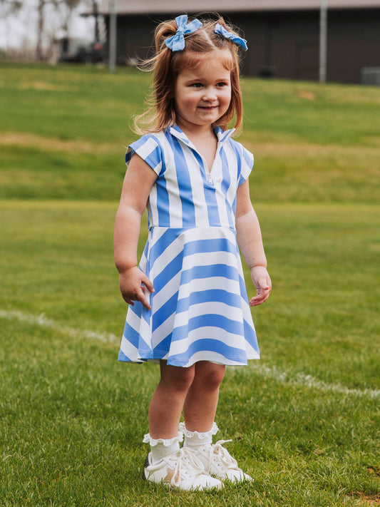 Active Zip Dress - Ballpark Blue Stripes