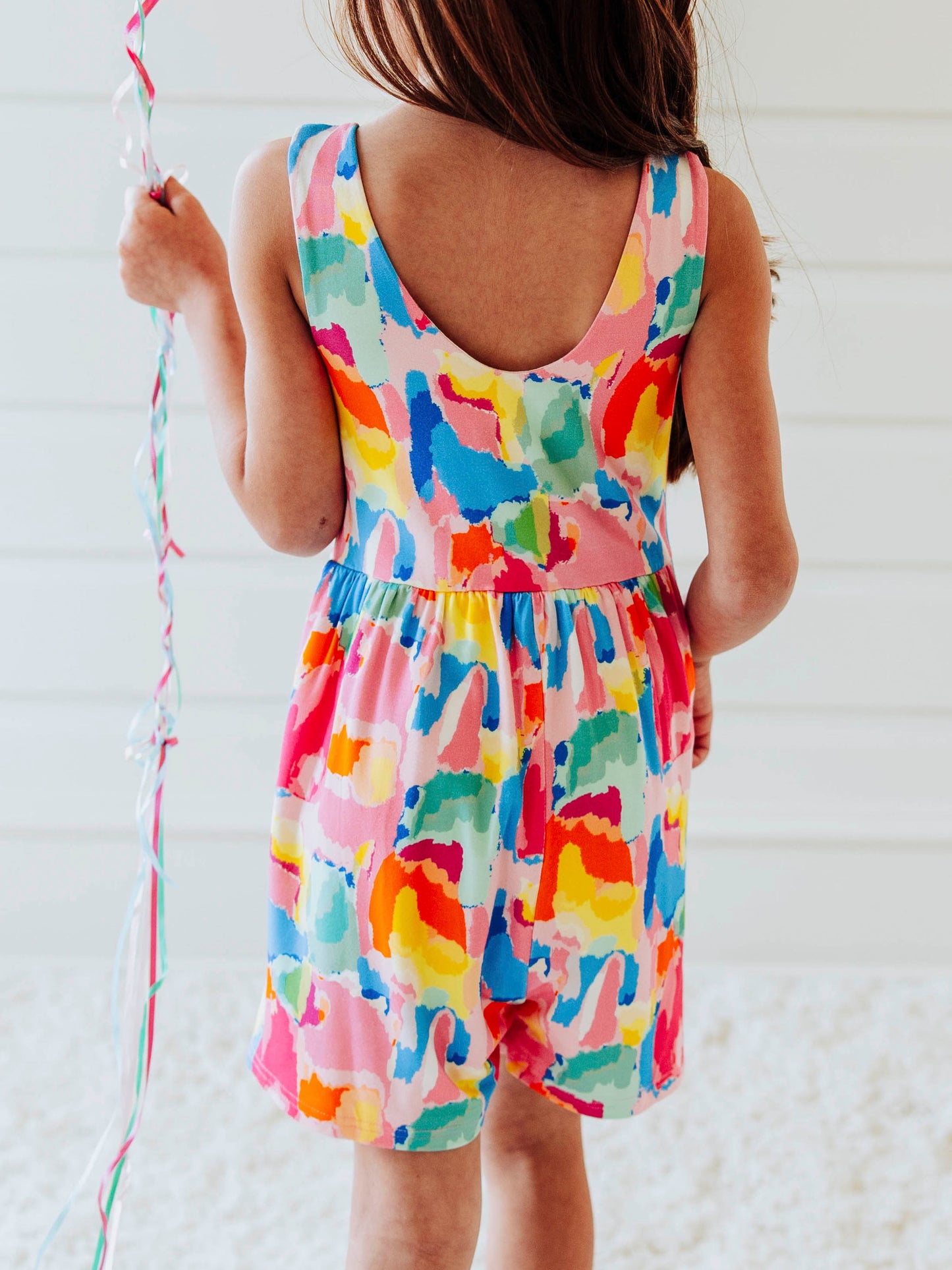 Short Leggy Romper - Rainbow Splash