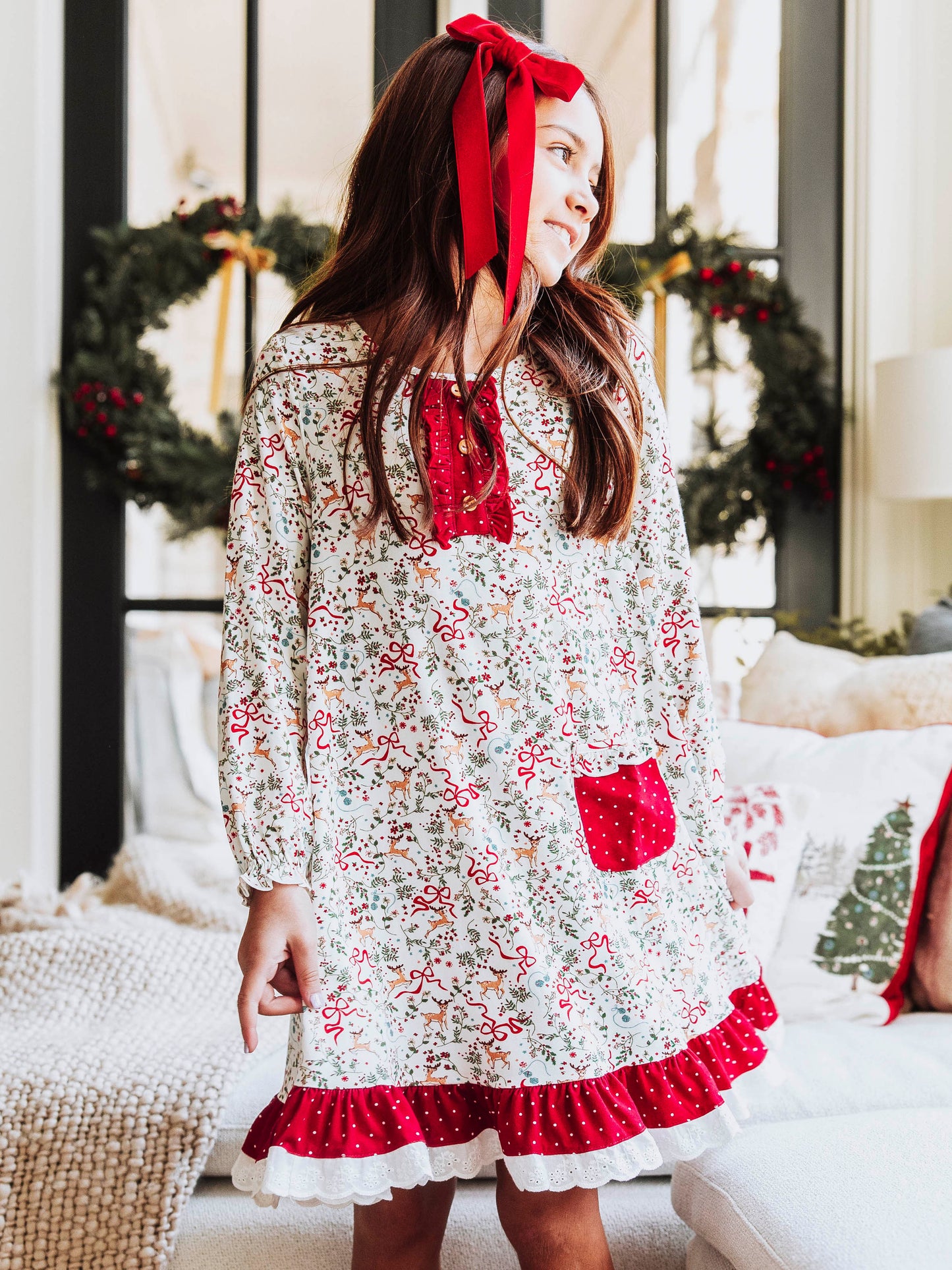 Cloud Everyday Play Dress - Holly Jolly Reindeer