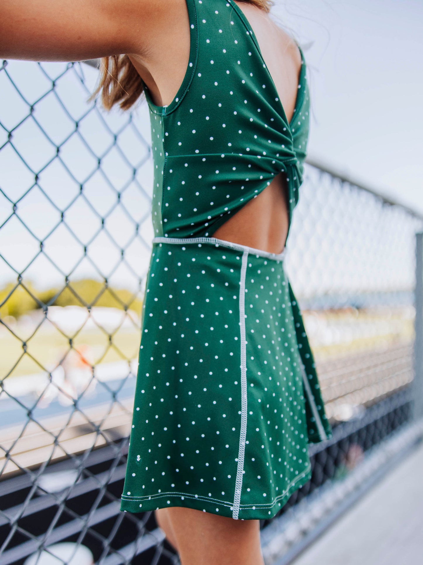 Tennis Dress - Deep Green Dot