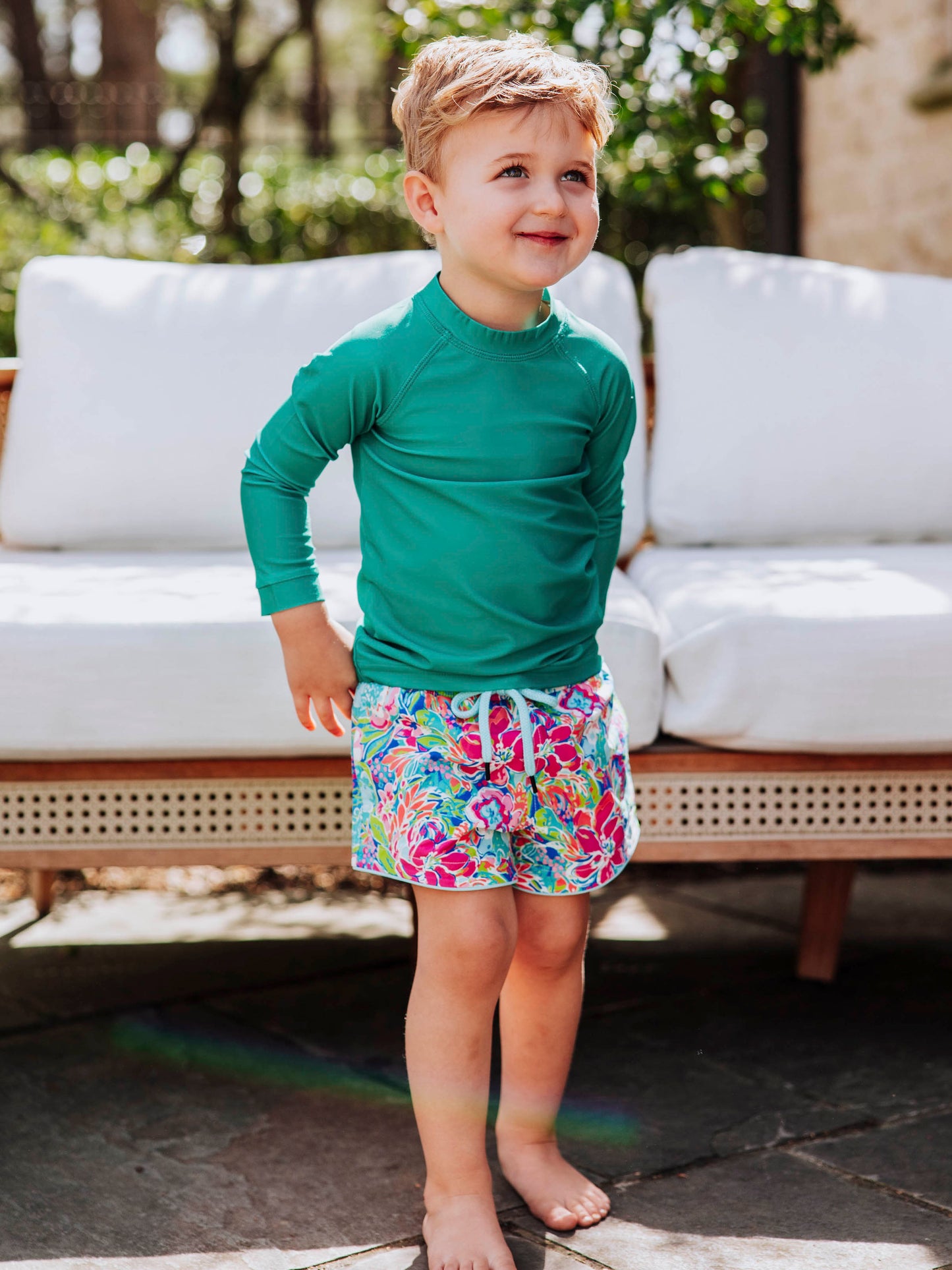 Boy's Swim Trunks - Hawaiian Blooms