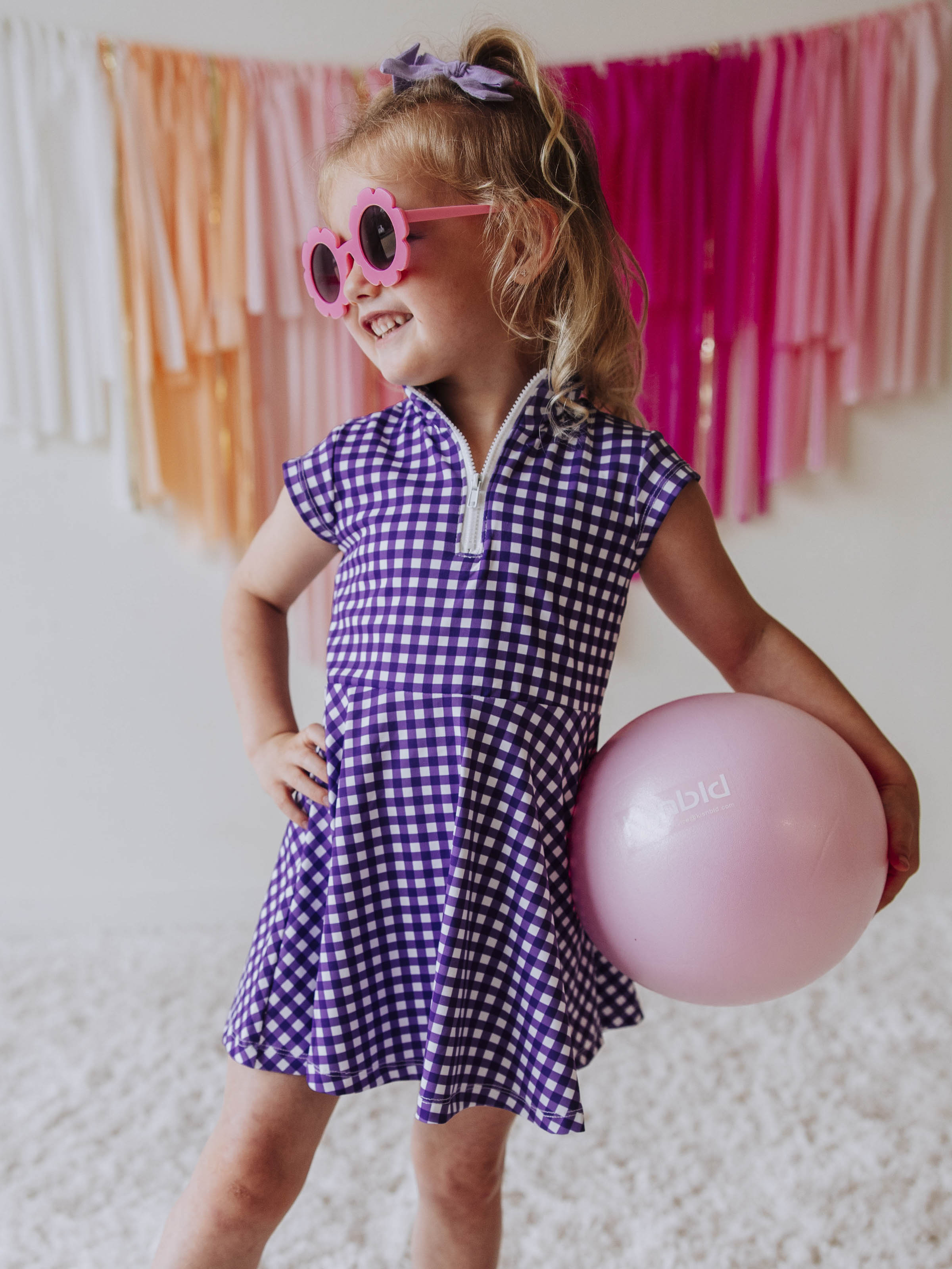 purple gingham dress Active Zip Dress