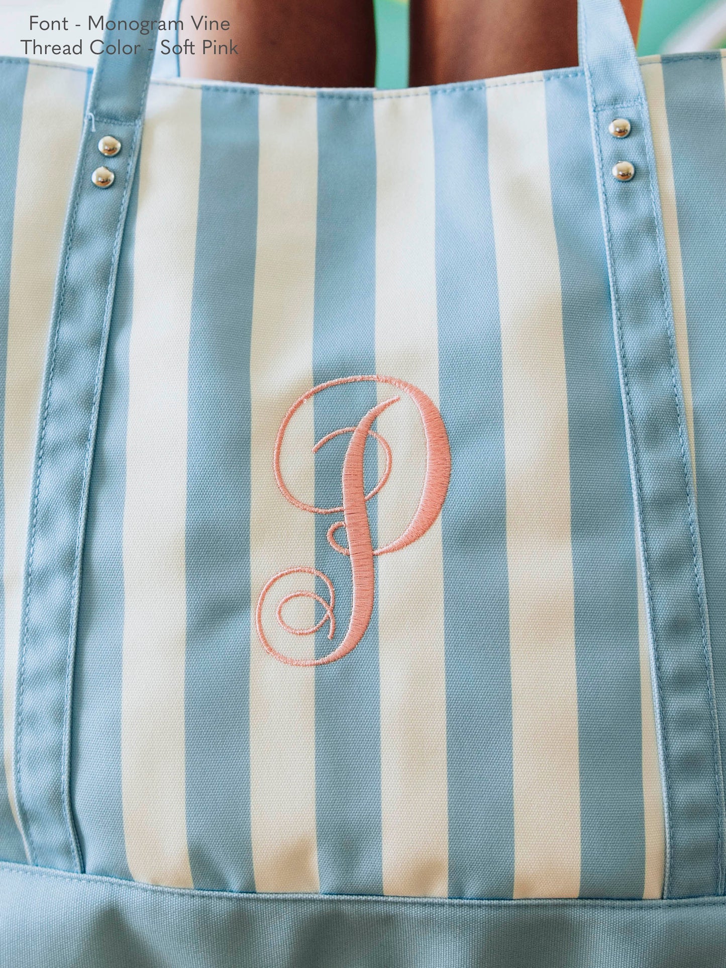 Customizable Canvas Tote - Blue Stripe