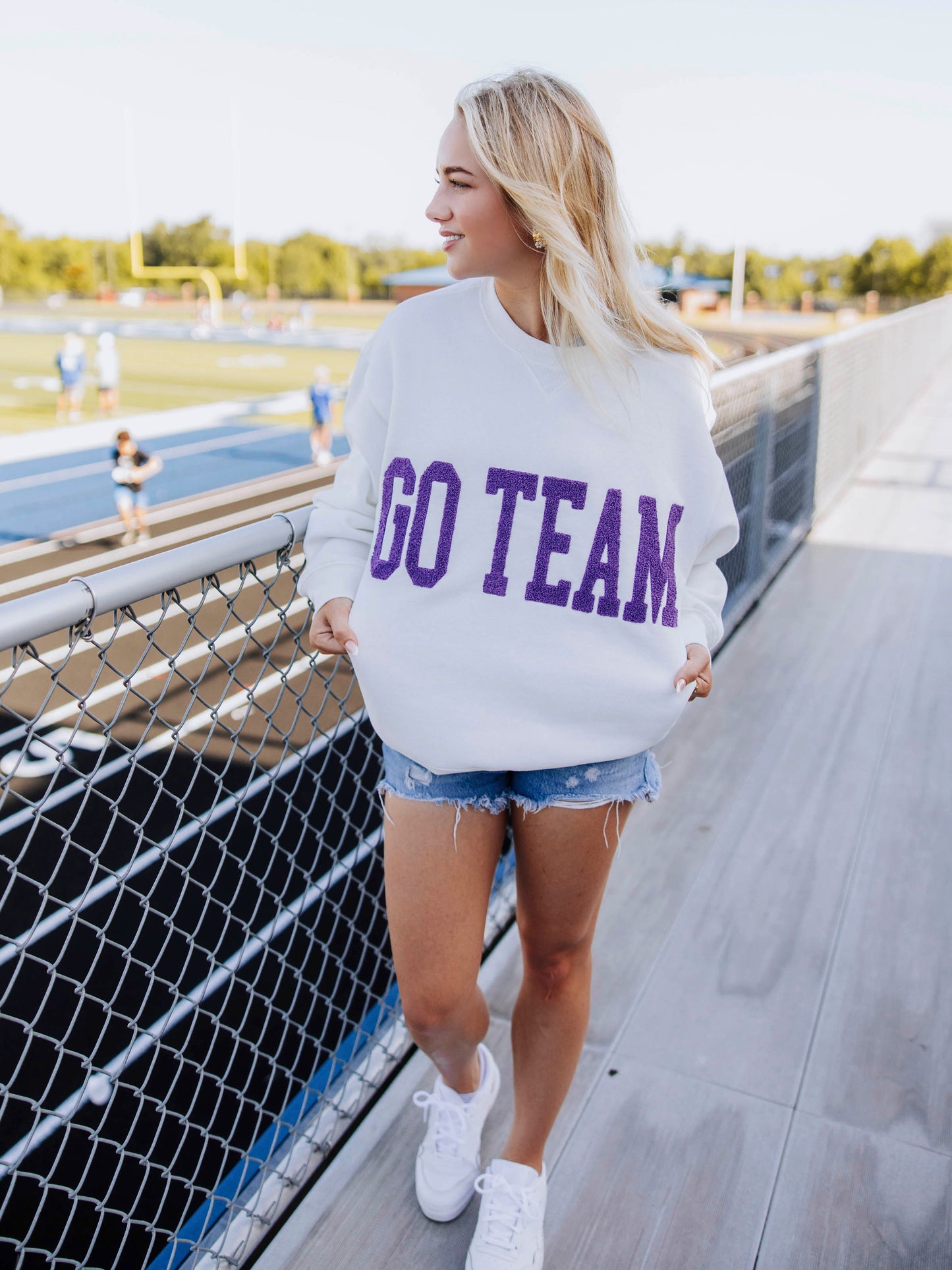 Adult Warm Knit Sweatshirt - Go Team Purple