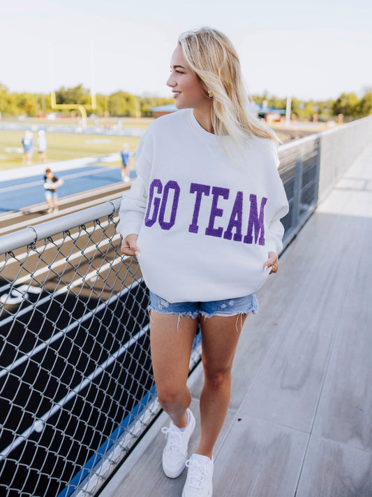 Adult Warm Knit Sweatshirt - Go Team Purple