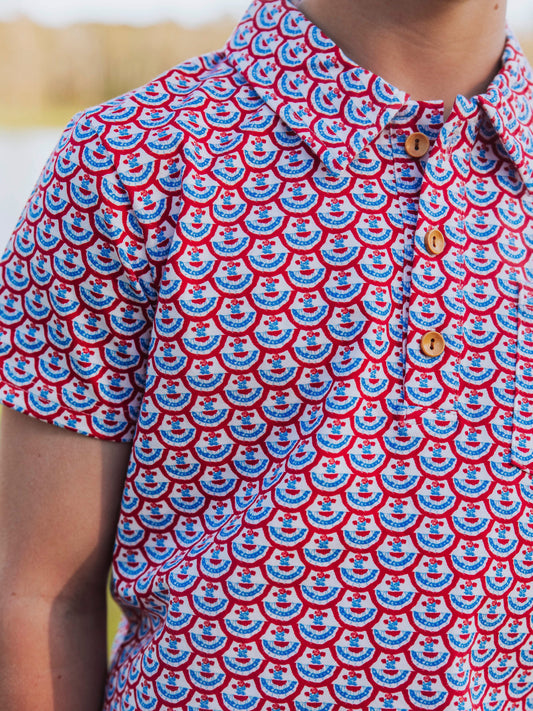 Polo Shirt - Patriotic Floral