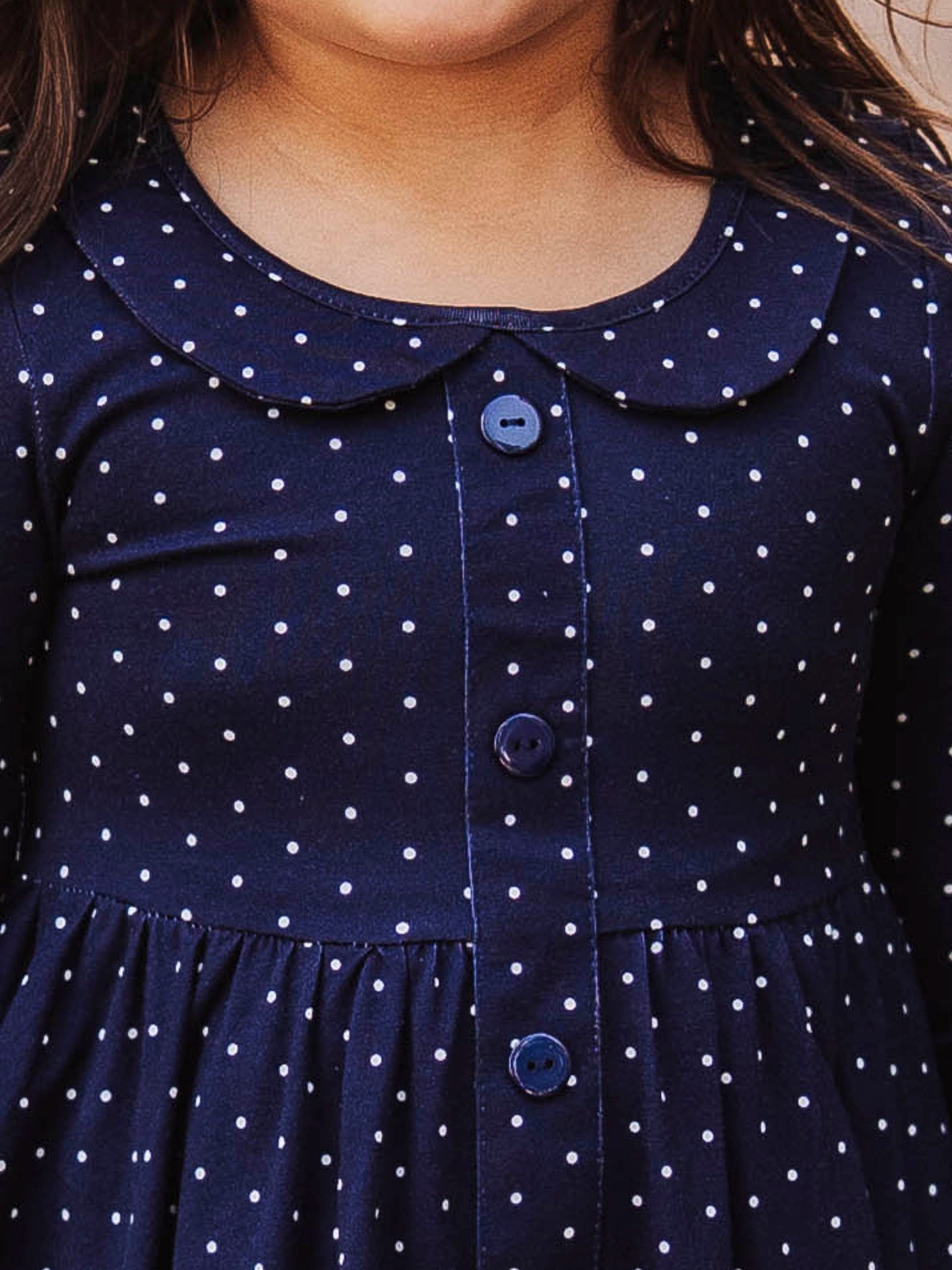 Prim Dress - Navy Dotty