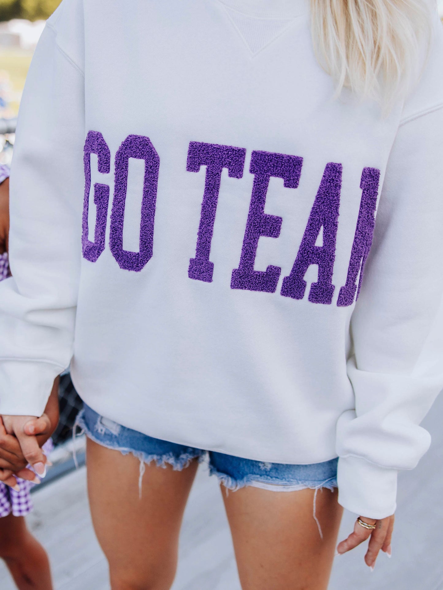 Adult Warm Knit Sweatshirt - Go Team Purple