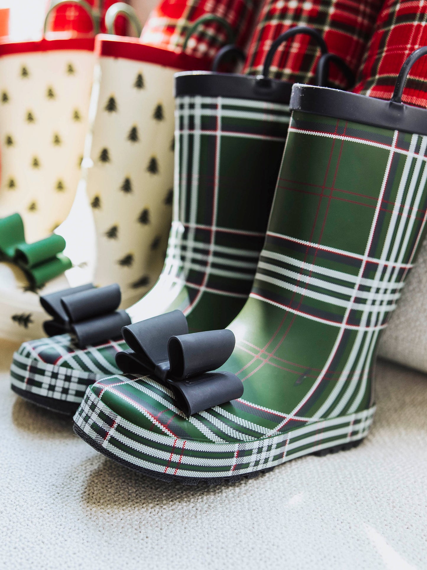 Cheery Rain Boots - Traditional Plaid