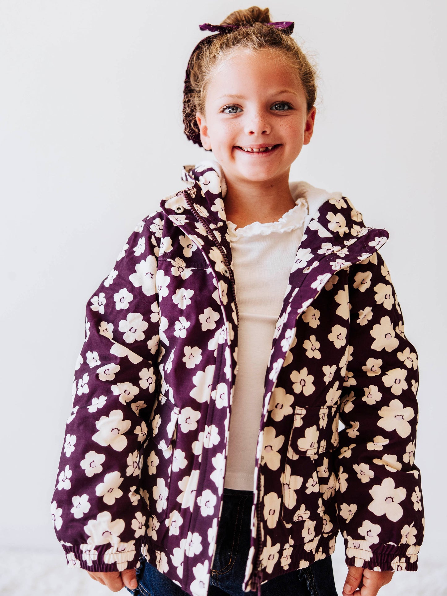 Sherpa Lined Hooded Jacket - Sugar Plum Floral