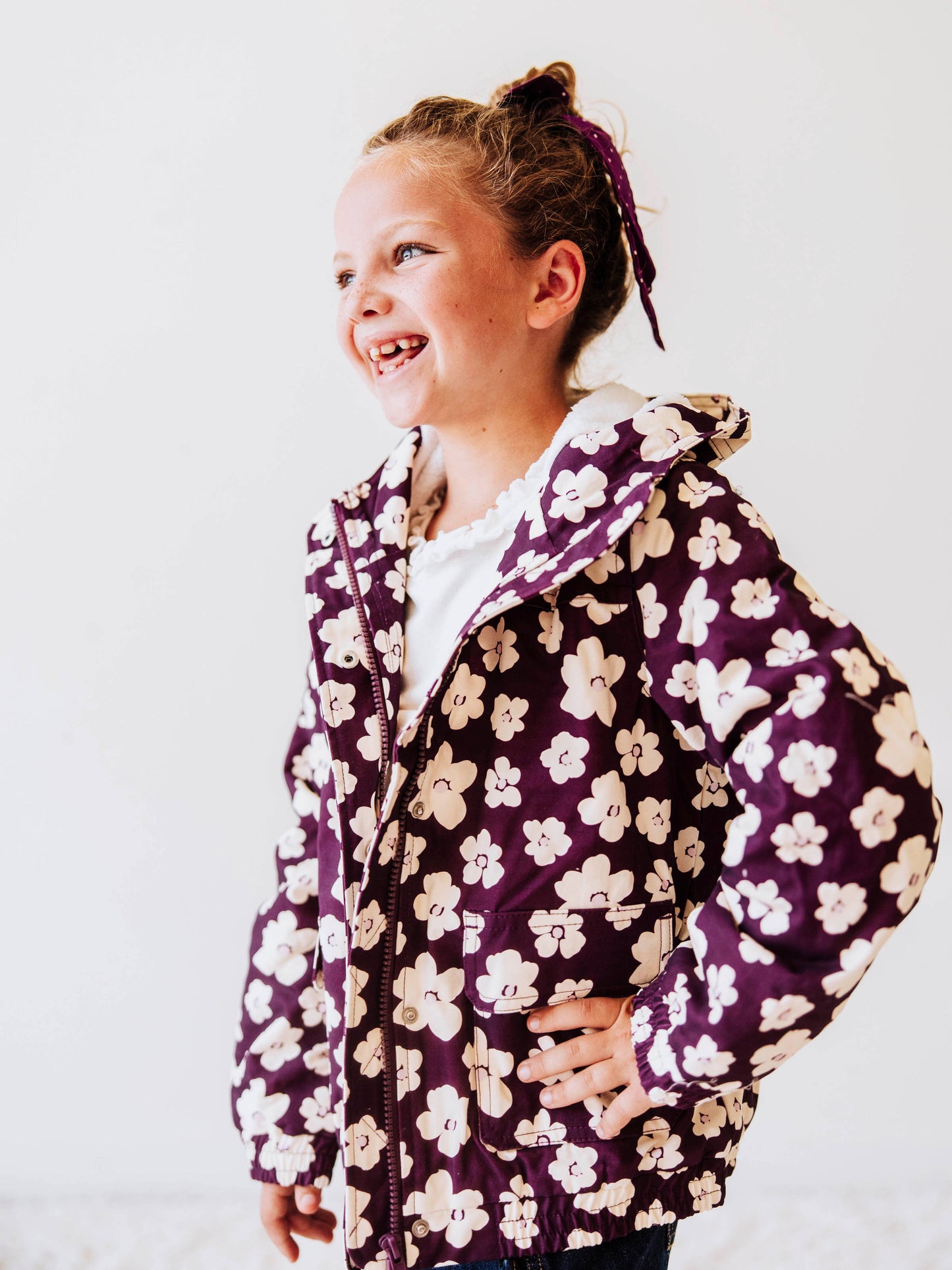 Sherpa Lined Hooded Jacket - Sugar Plum Floral