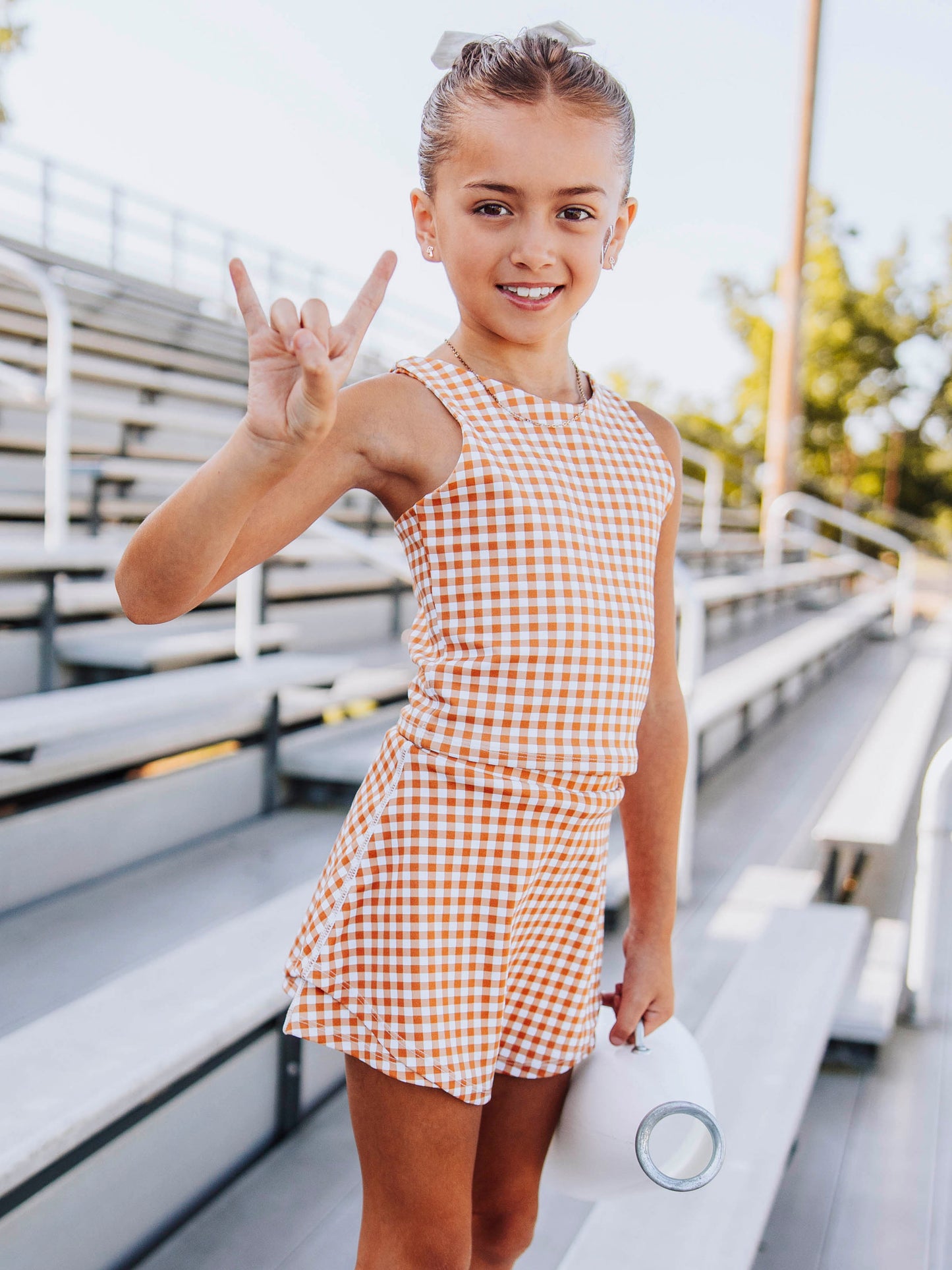 Active Skort Set - Burnt Orange Check