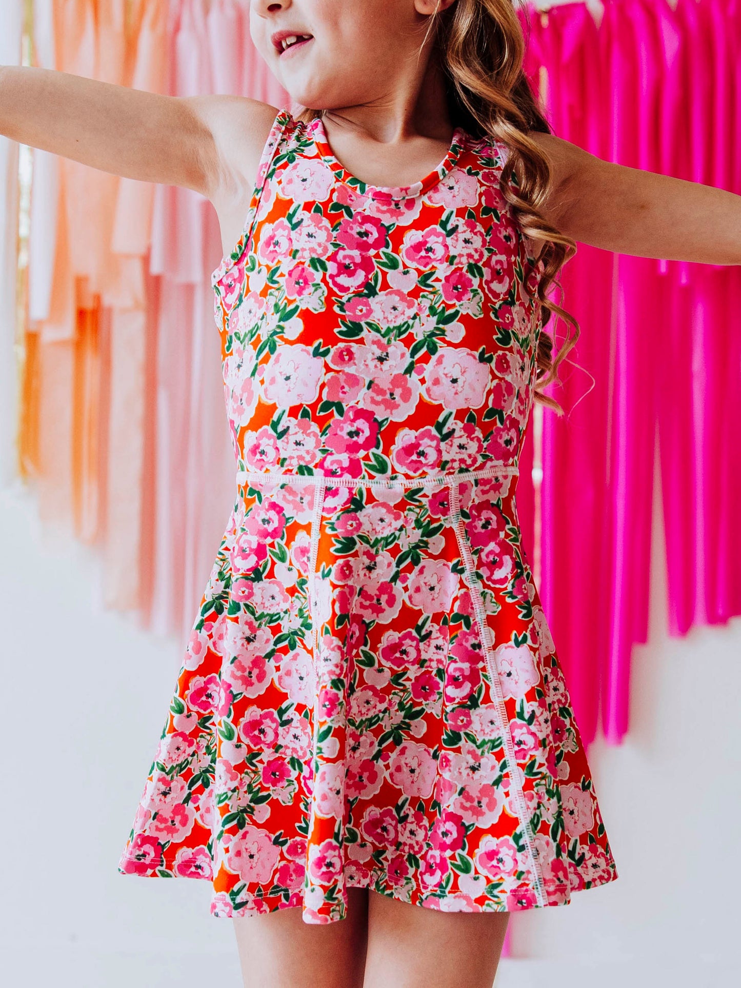 Tennis Dress - Glowing Pink Flowers (Size Down)