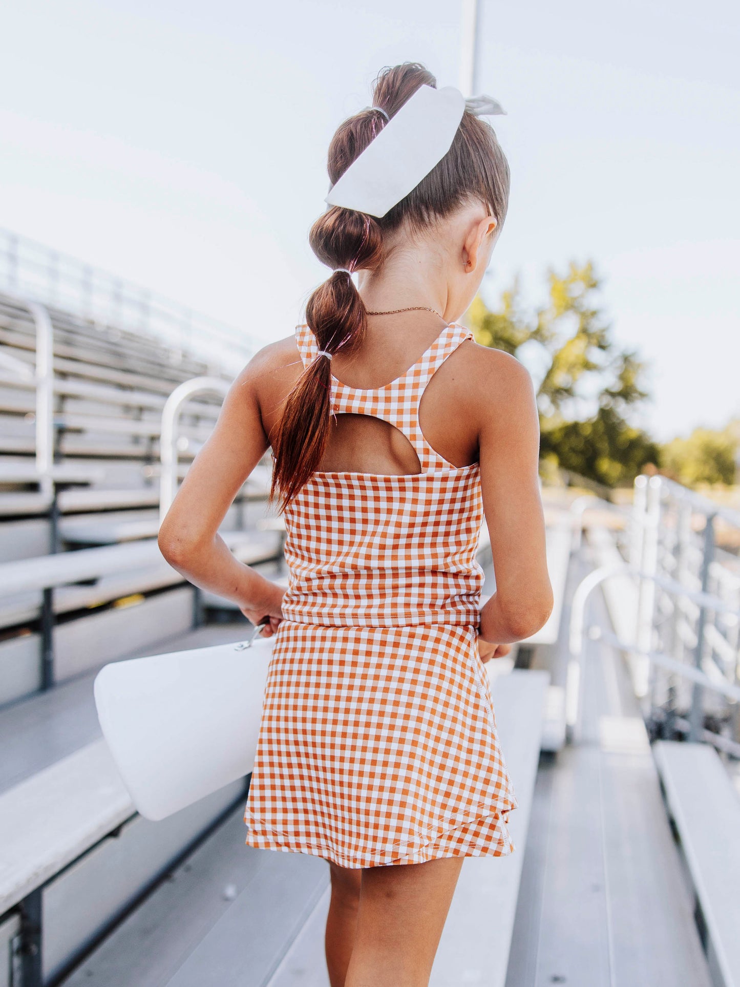 Active Skort Set - Burnt Orange Check