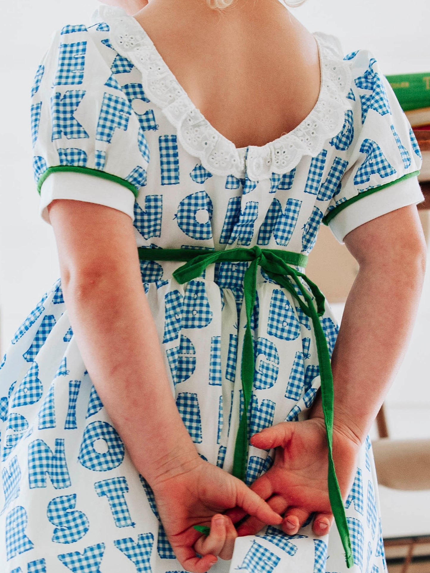 Ruffled Pocket Tunic Set - Alphabet Check Blue