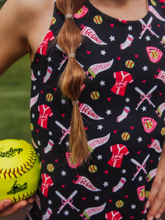 Racerback Tank Dress - Midnight Softballs