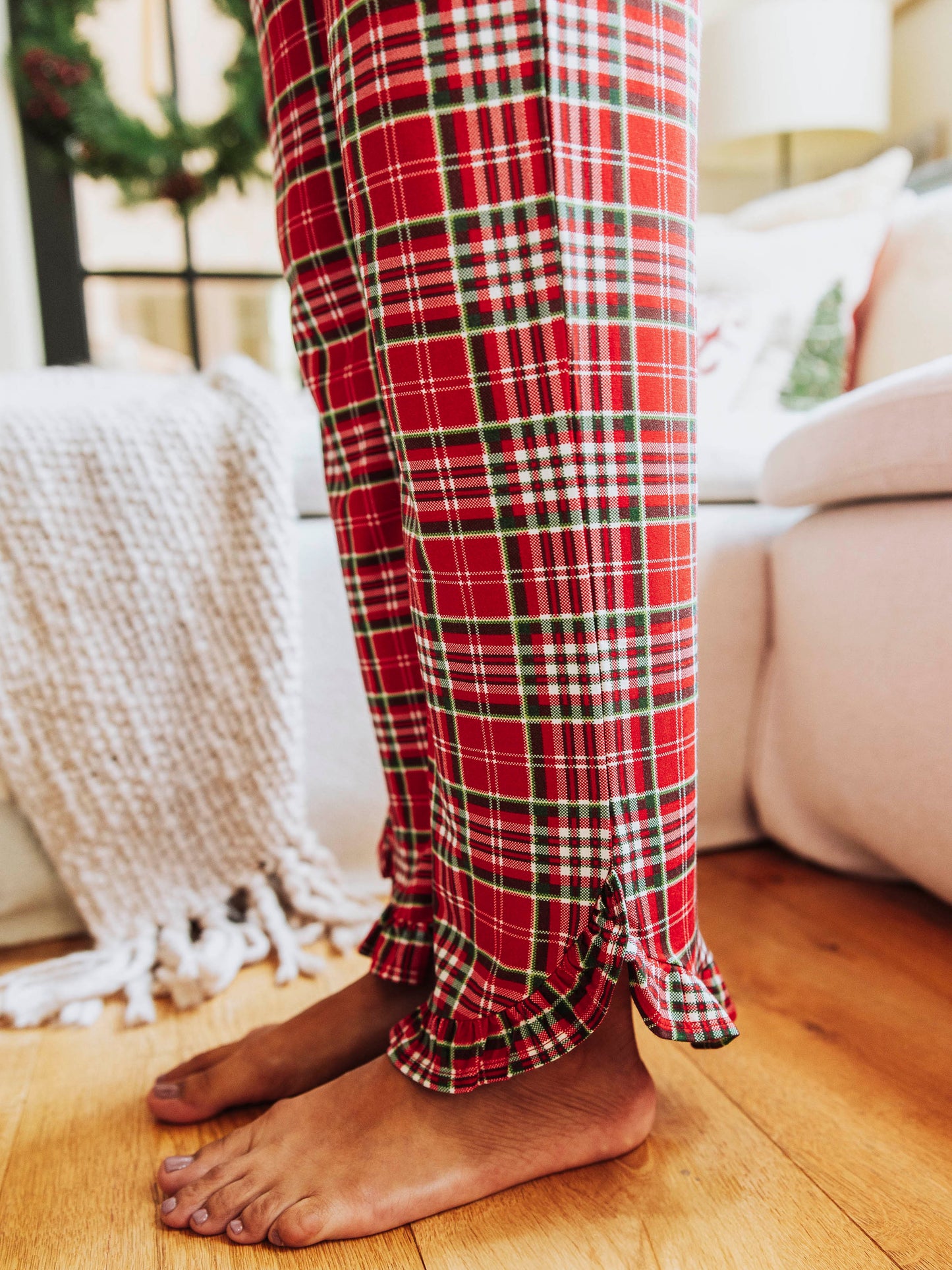 Women's Ruffled Pant Set - Merry Plaid