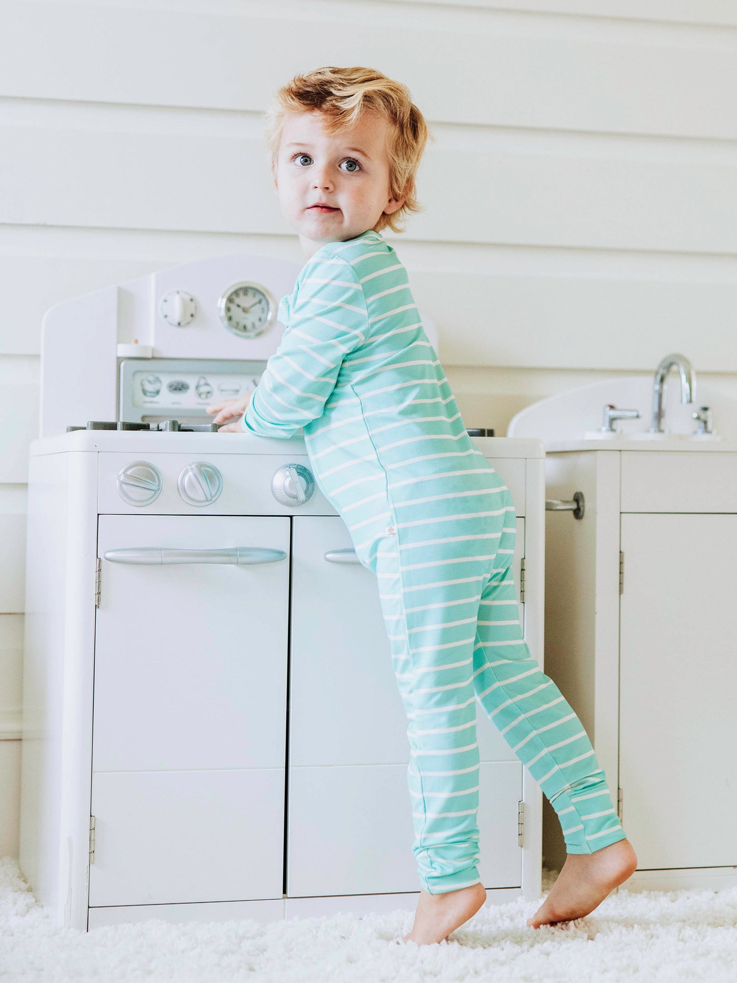 Cloud Layette - Aqua Blue Stripe