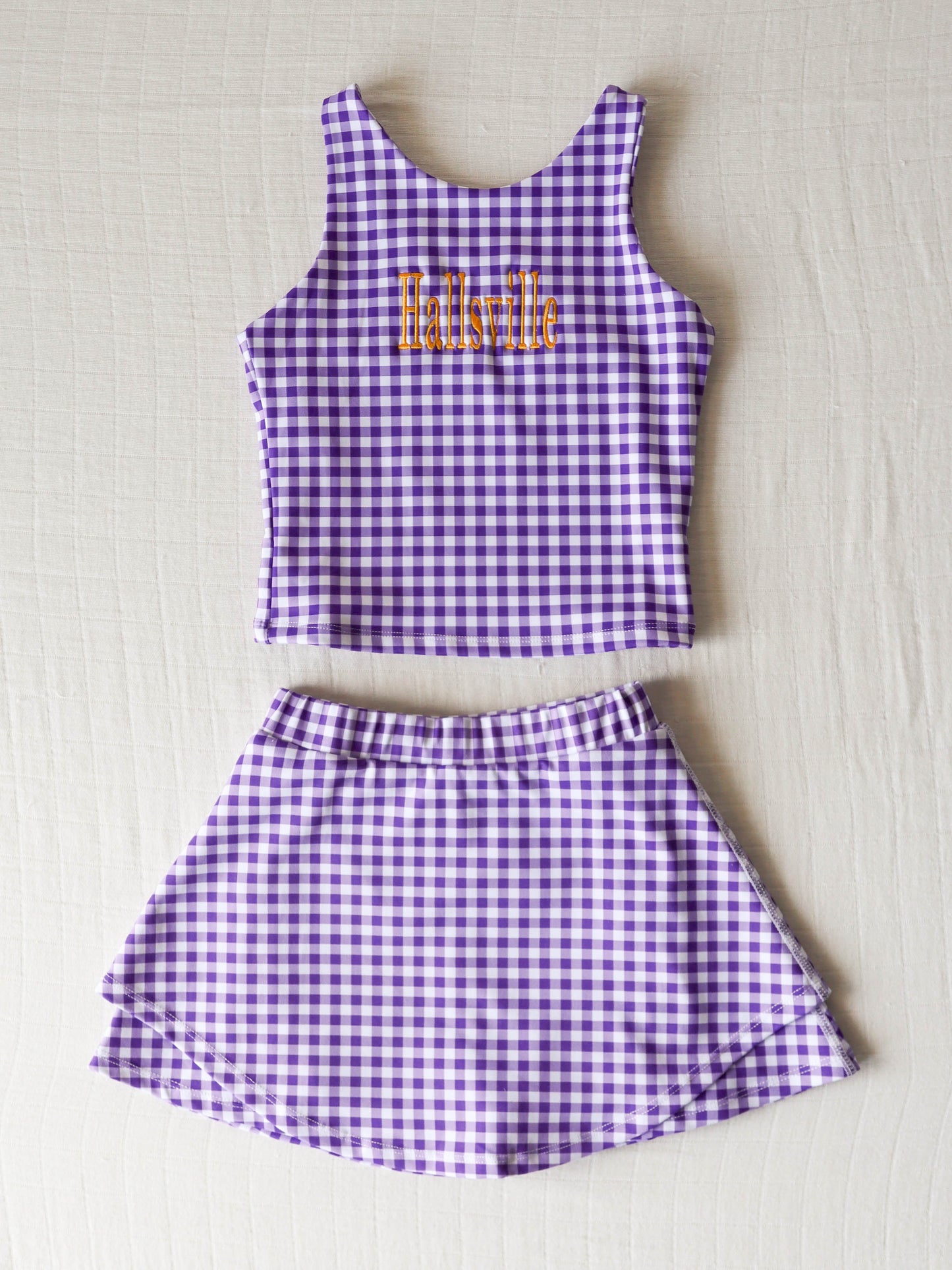 Active Skort Set - Purple Check