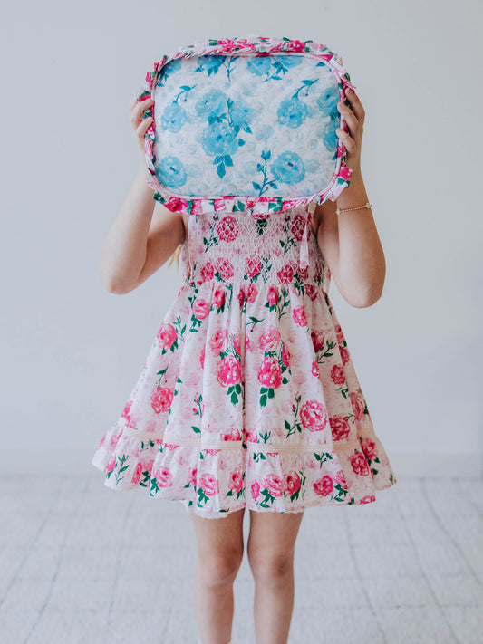 Ruffled Cosmetic Bag - Velvet Roses