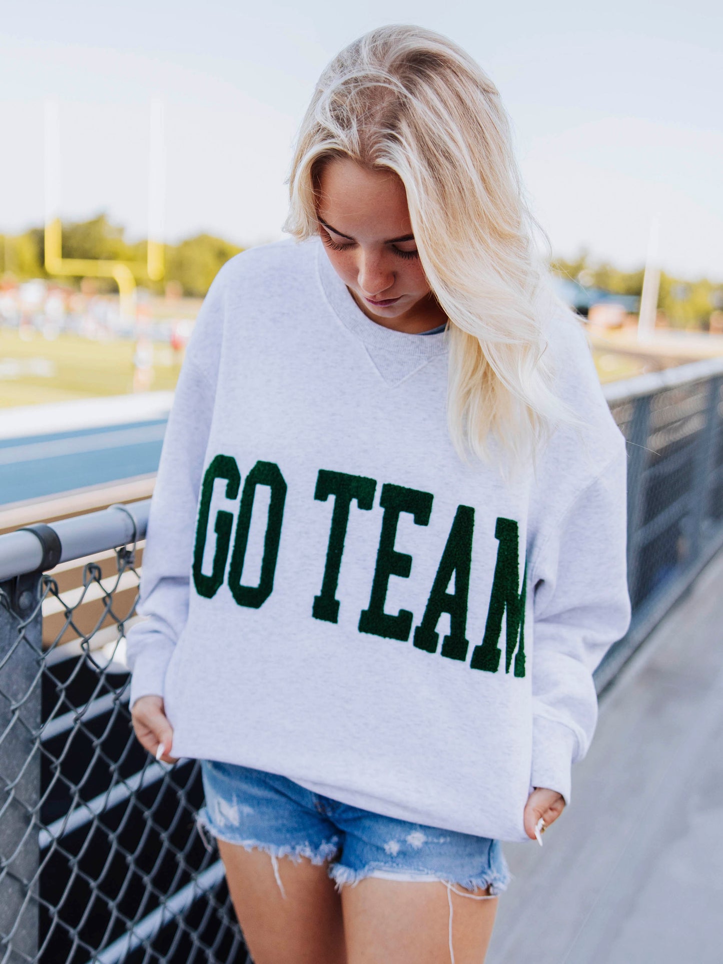 Adult Warm Knit Sweatshirt - Go Team Deep Green