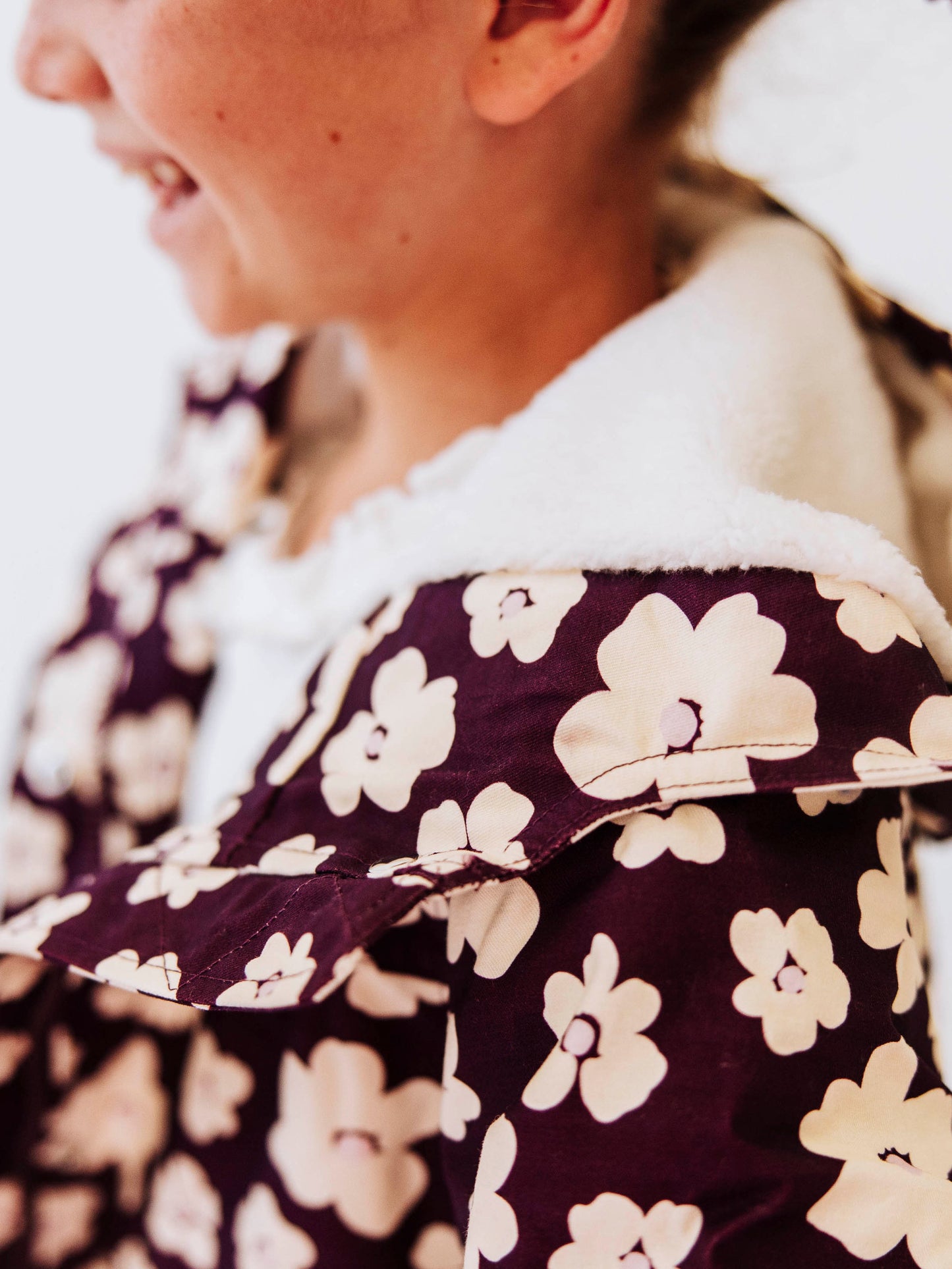 Sherpa Lined Hooded Jacket - Sugar Plum Floral