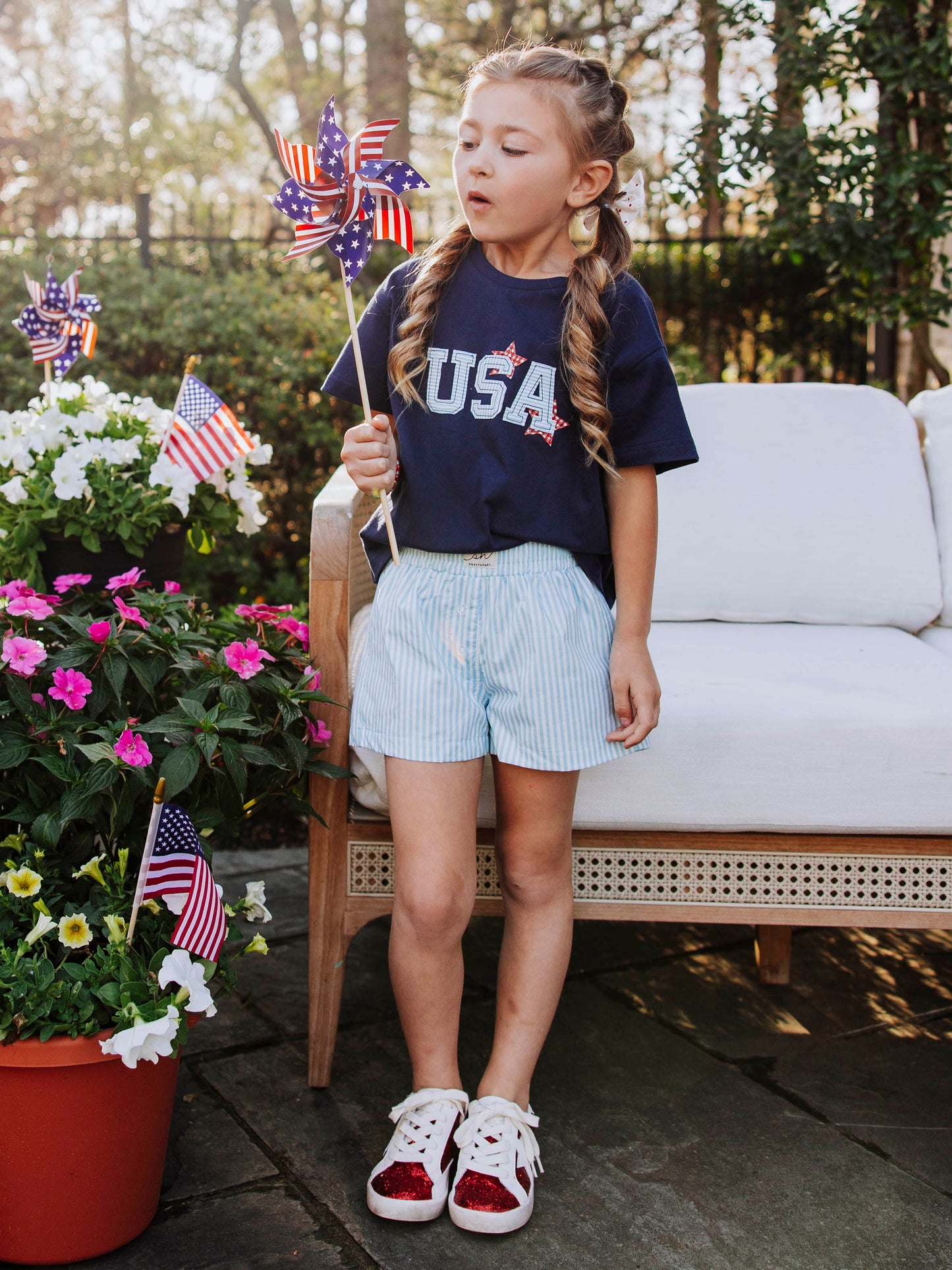 Applique Tee - Navy USA Stars
