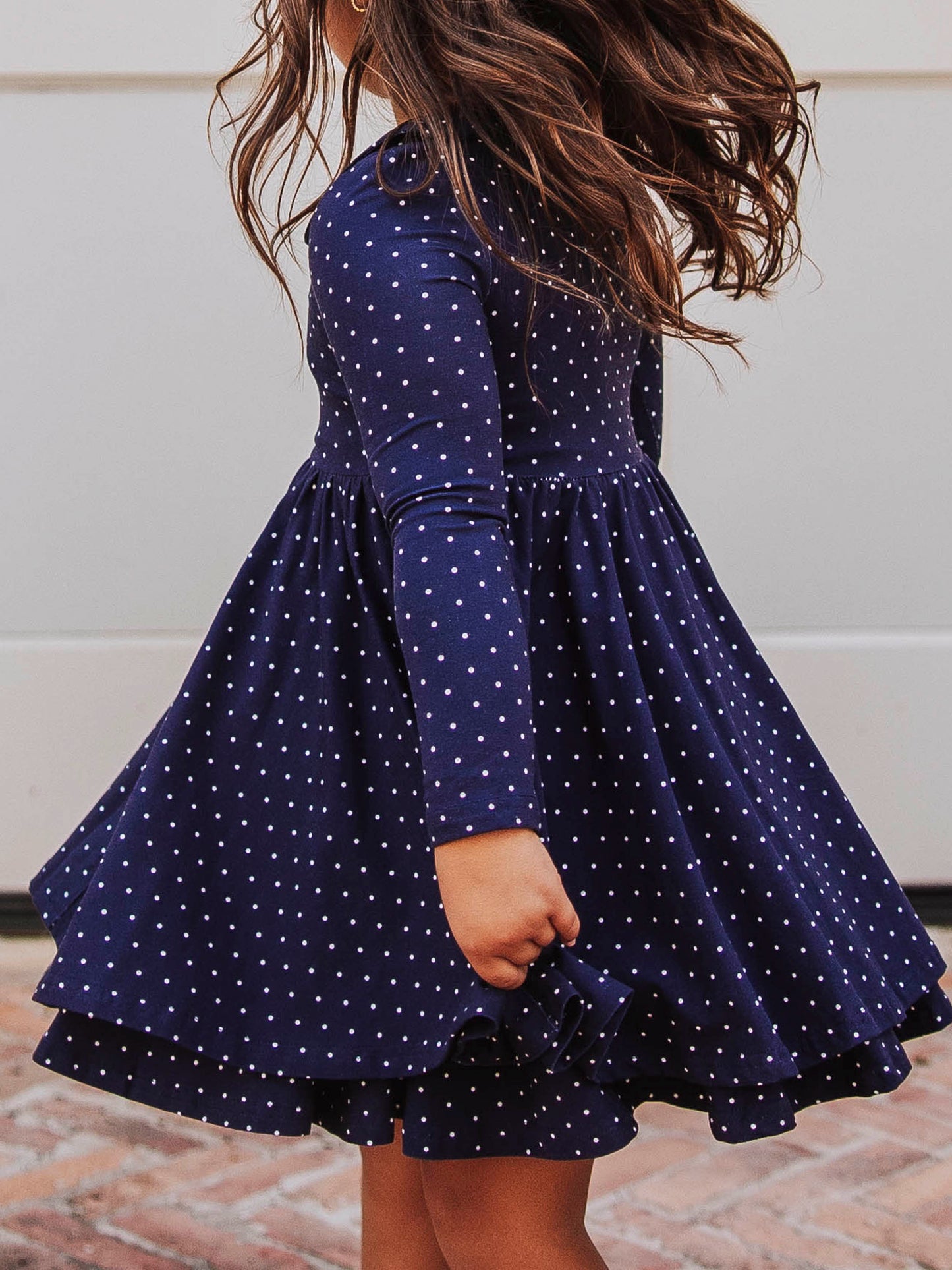 Prim Dress - Navy Dotty