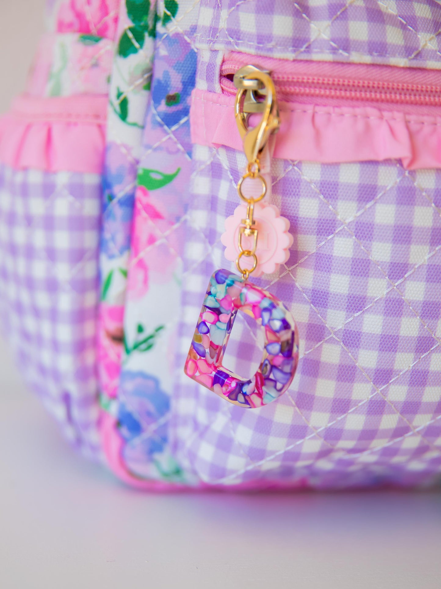 Letter Key Chain- Purple Pebbles