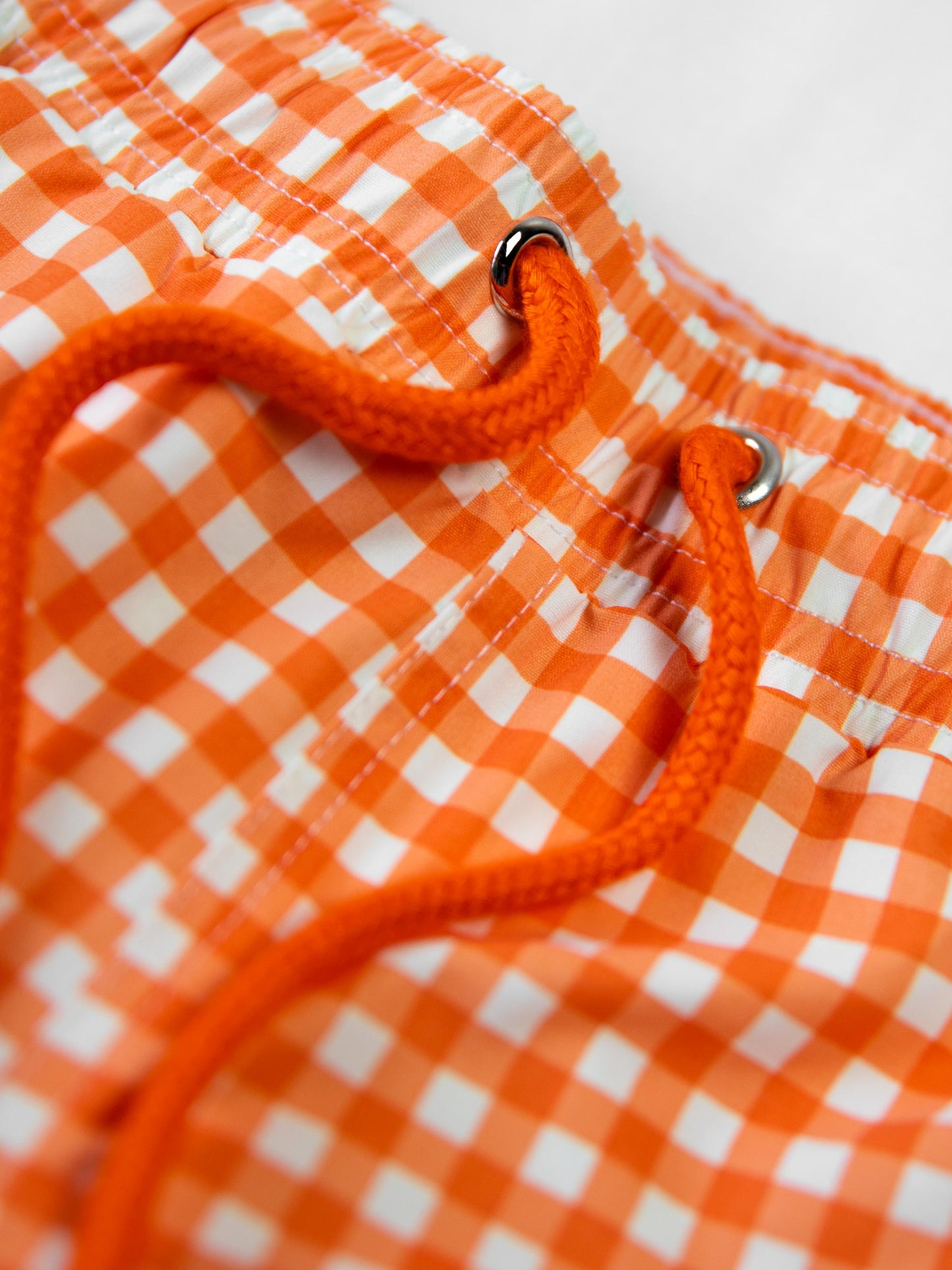 Boy's Swim Trunks - Orange Crush Gingham