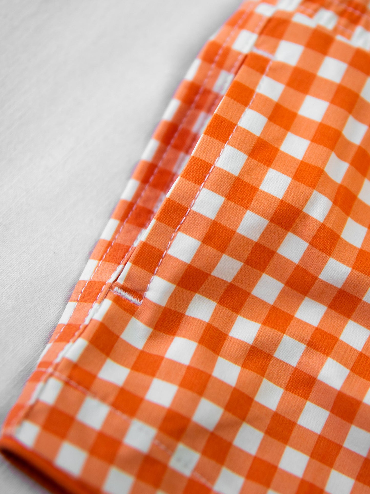 Boy's Swim Trunks - Orange Crush Gingham