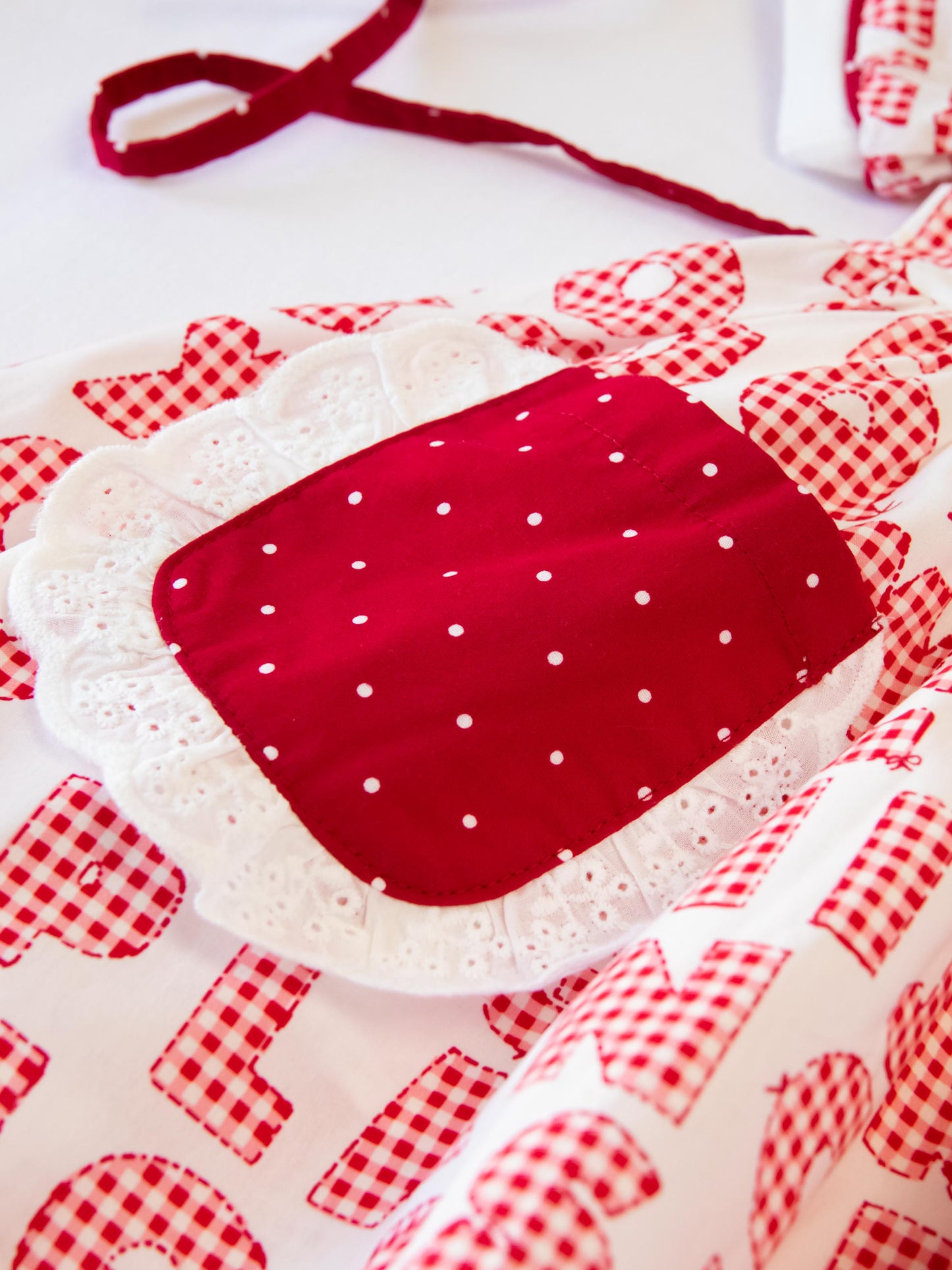 Ruffled Pocket Tunic Set - Alphabet Check Red