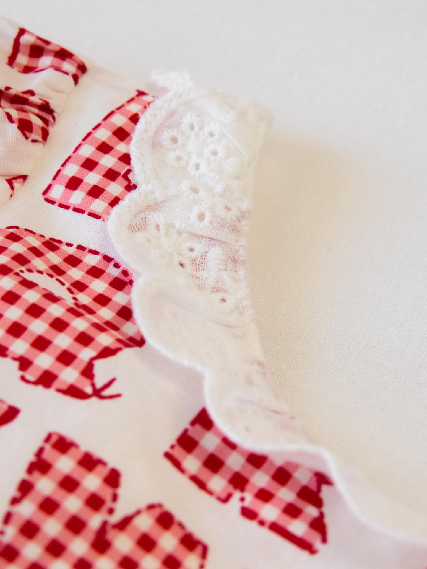 Ruffled Pocket Tunic Set - Alphabet Check Red