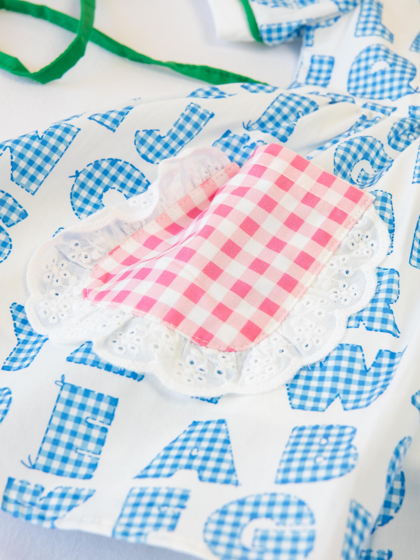 Ruffled Pocket Tunic Set - Alphabet Check Blue