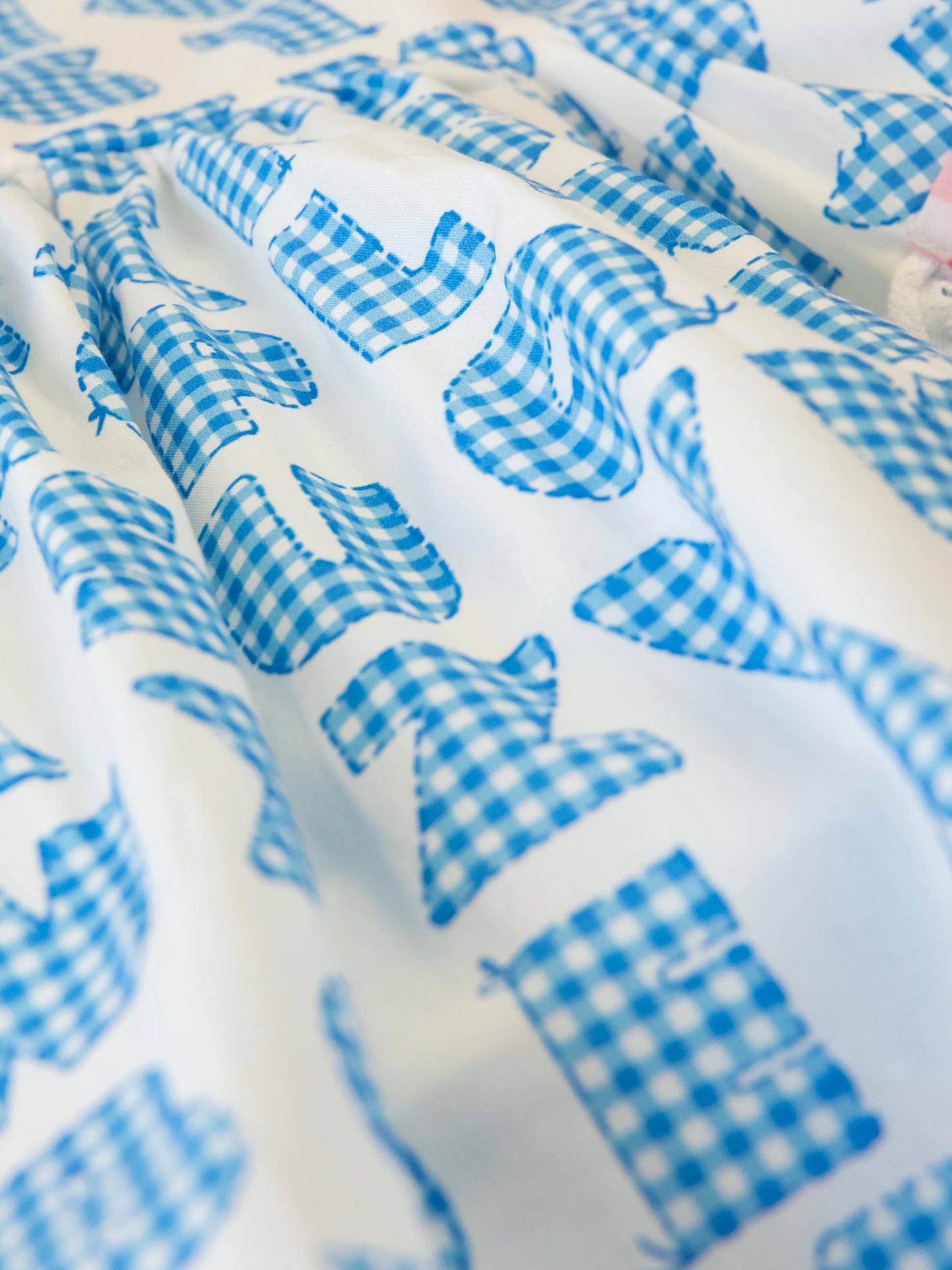 Ruffled Pocket Tunic Set - Alphabet Check Blue