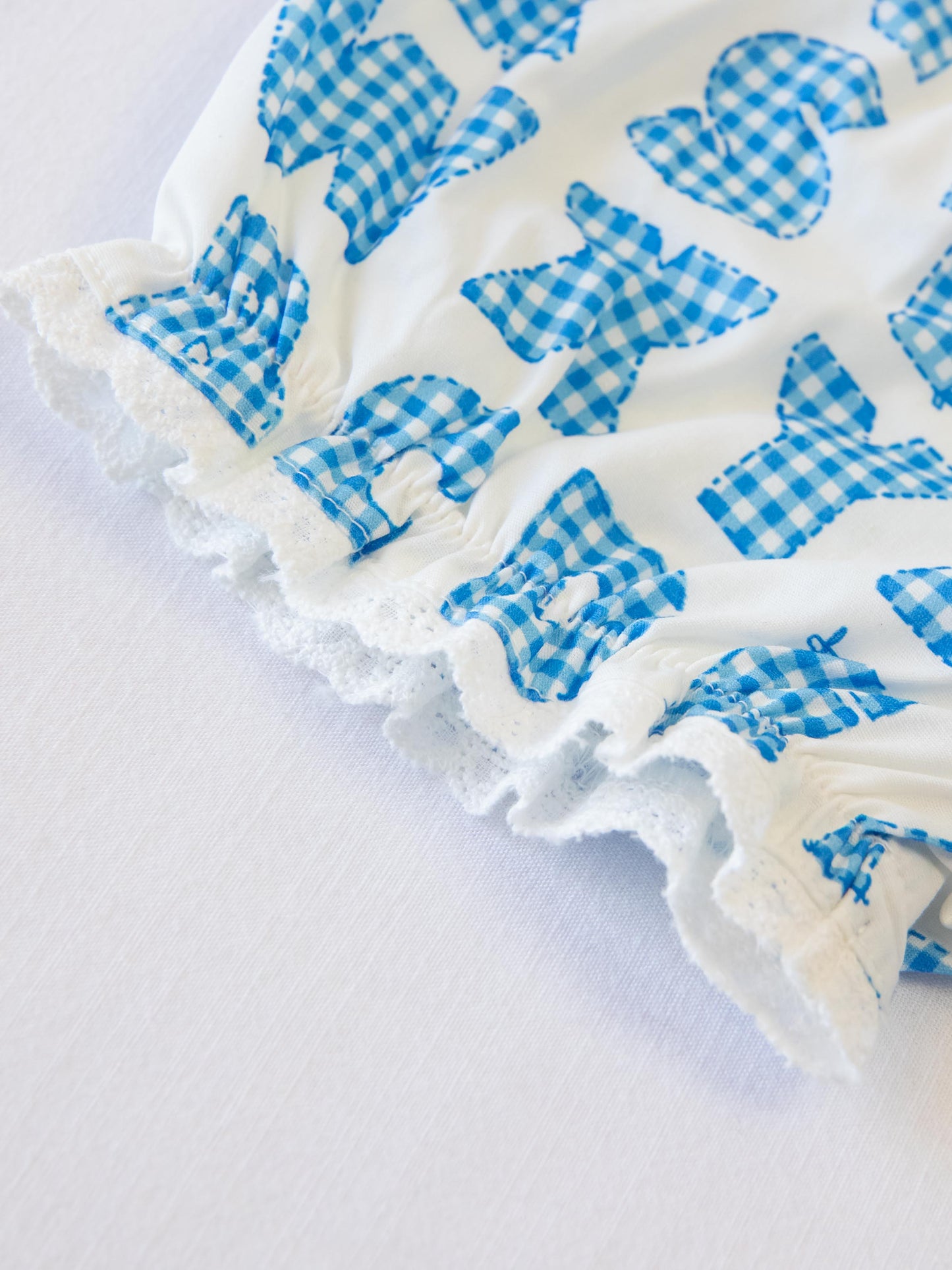 Ruffled Pocket Tunic Set - Alphabet Check Blue