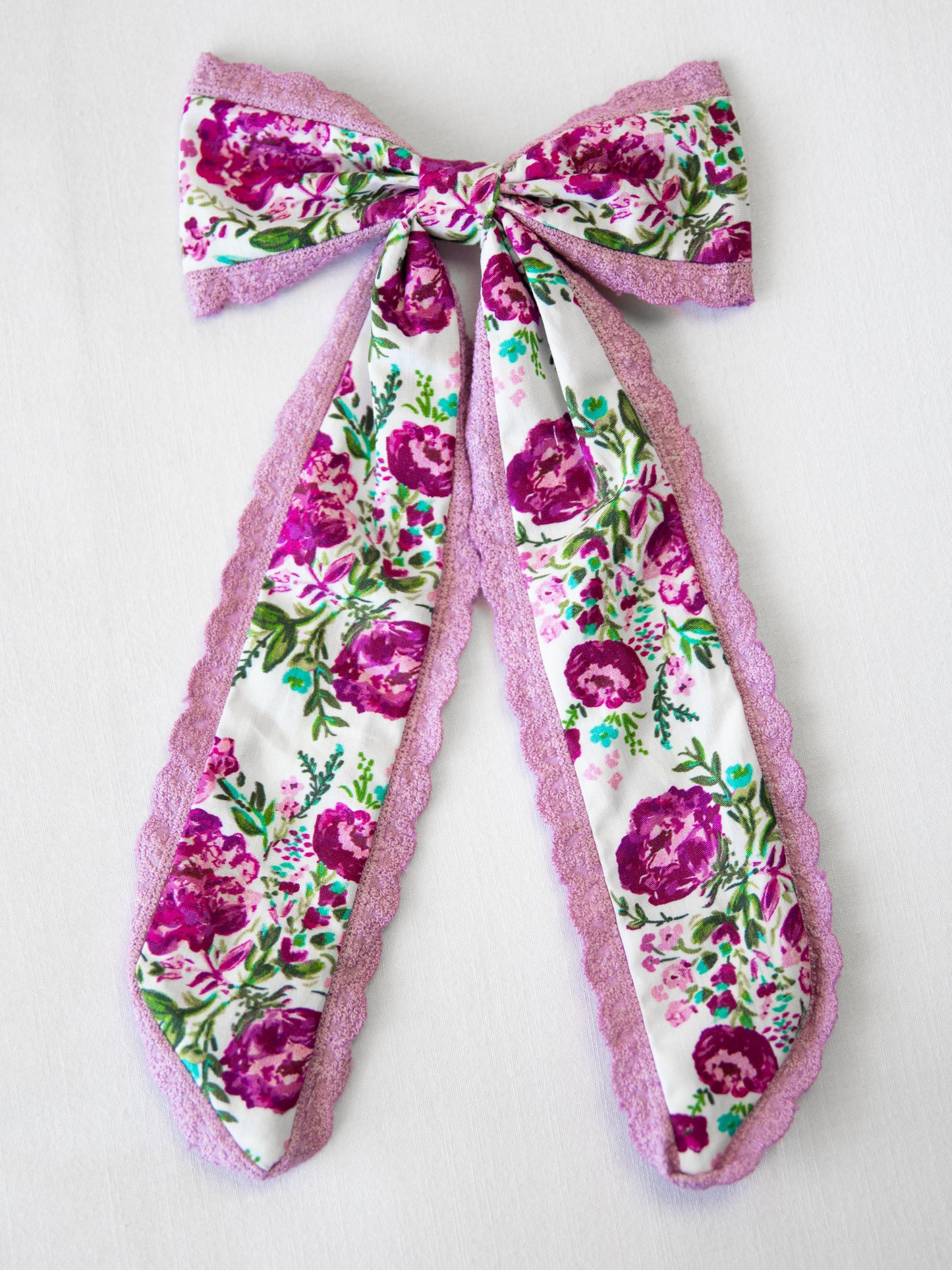 Large Long Tail Bow - Autumn Flowers