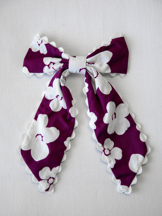 Small Long Tail Bow - Sugar Plum Floral