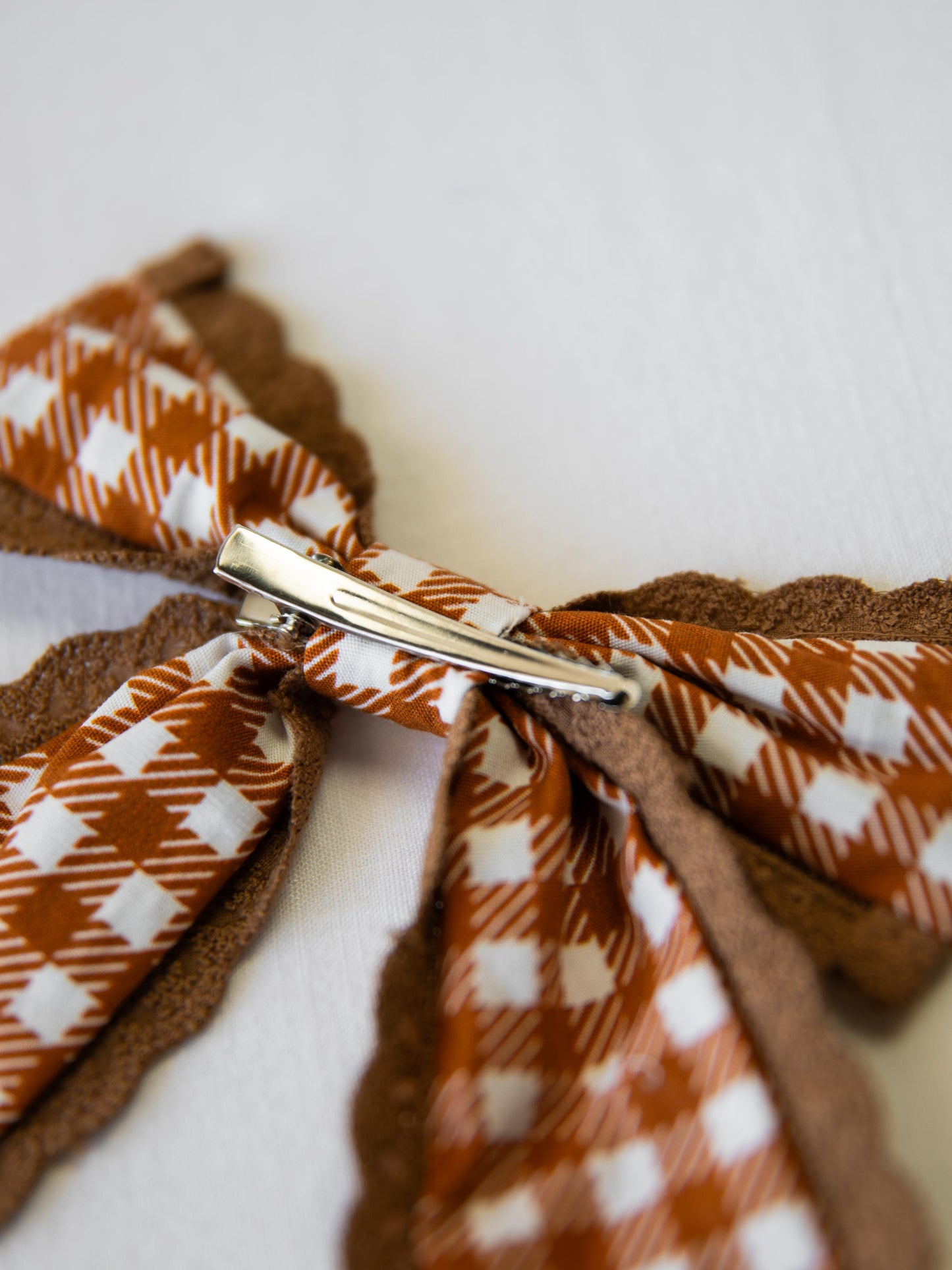 Large Long Tail Bow - Pumpkin Spice Check