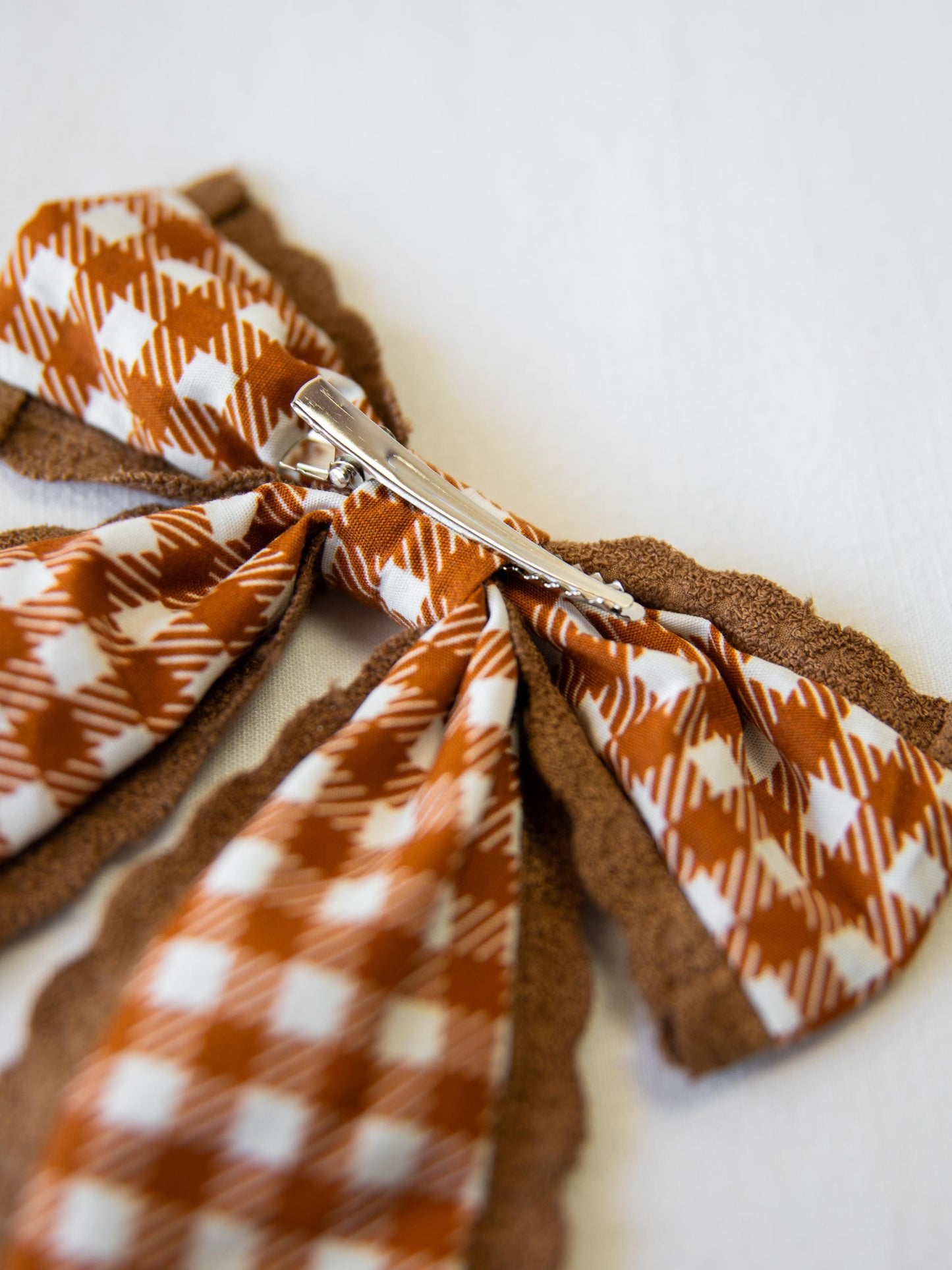 Small Long Tail Bow - Pumpkin Spice Check