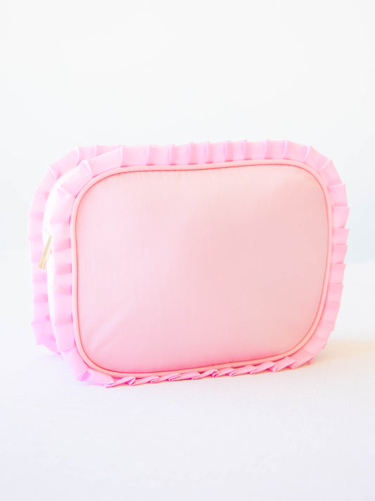 Ruffled Cosmetic Bag - Passion Pink