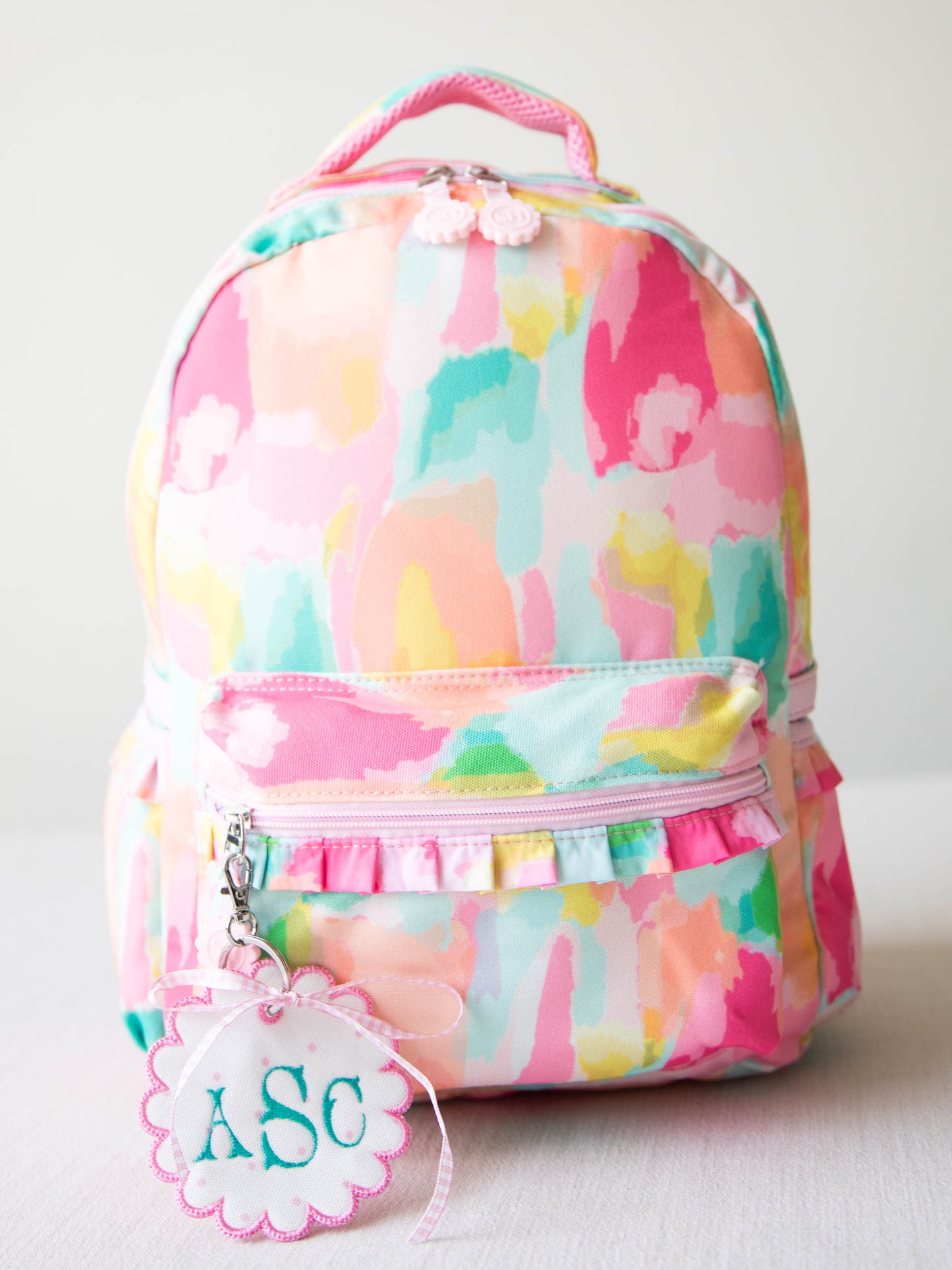 Monogrammed Go Everywhere Tag - Orchid Pink Dot
