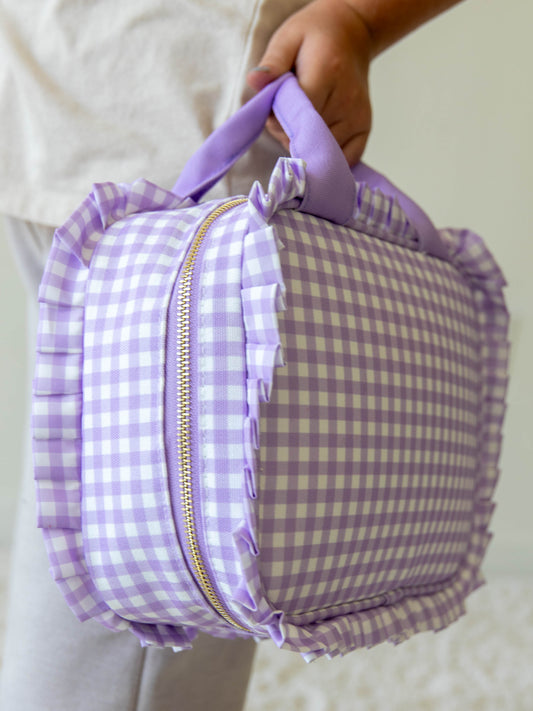 Ruffled Lunch Kit - Lavender Gingham