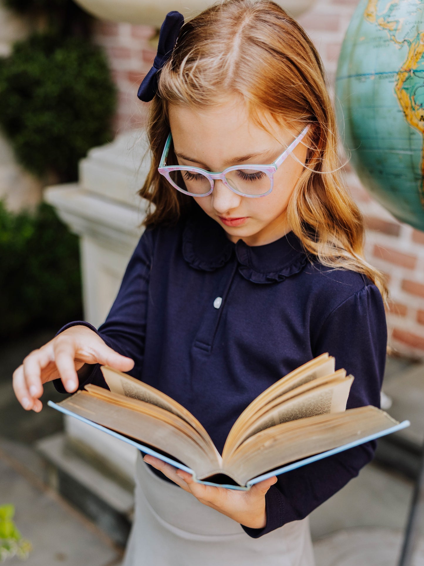 LS Ruffled Polo Shirt - Night Sky