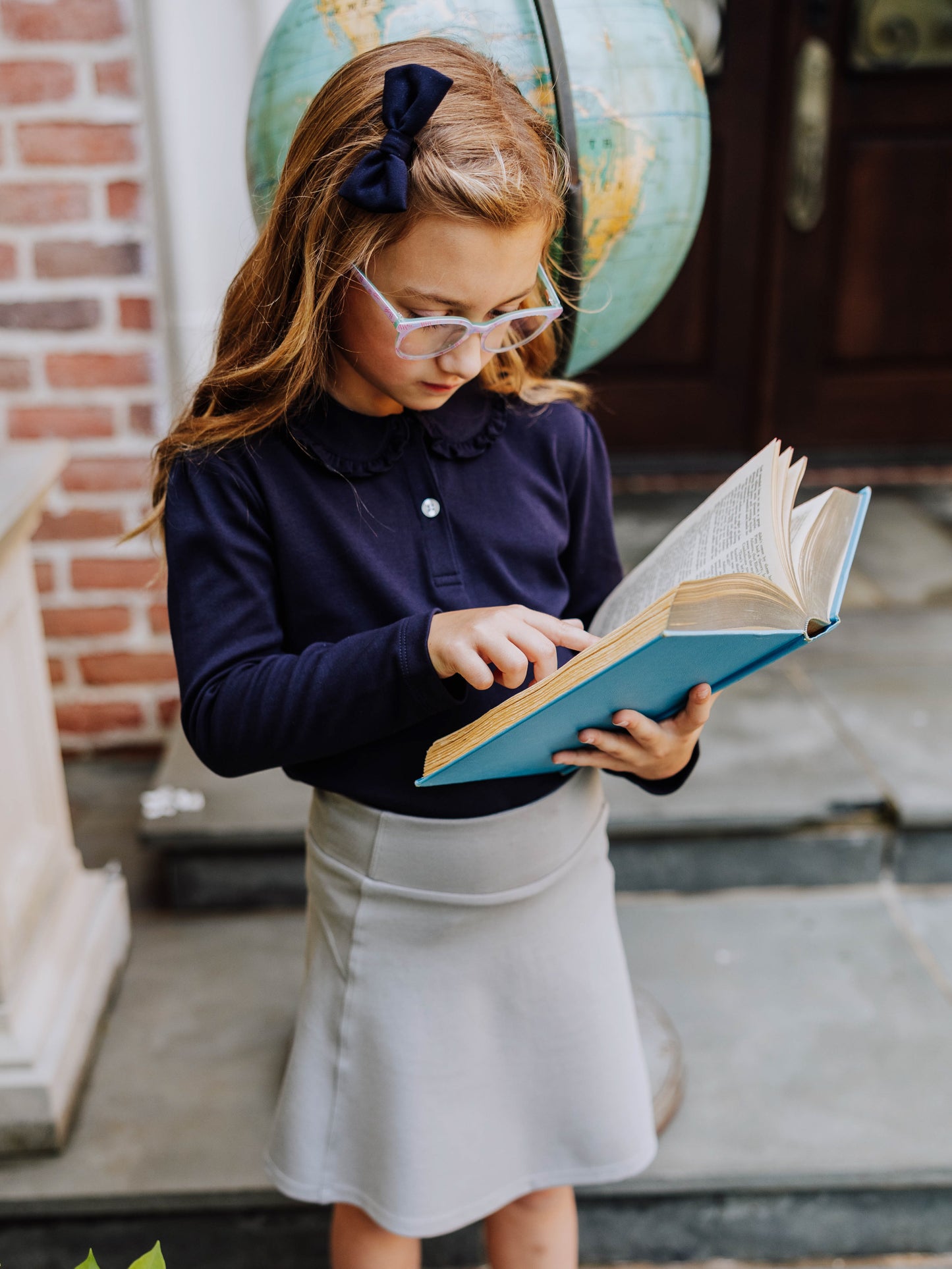 LS Ruffled Polo Shirt - Night Sky