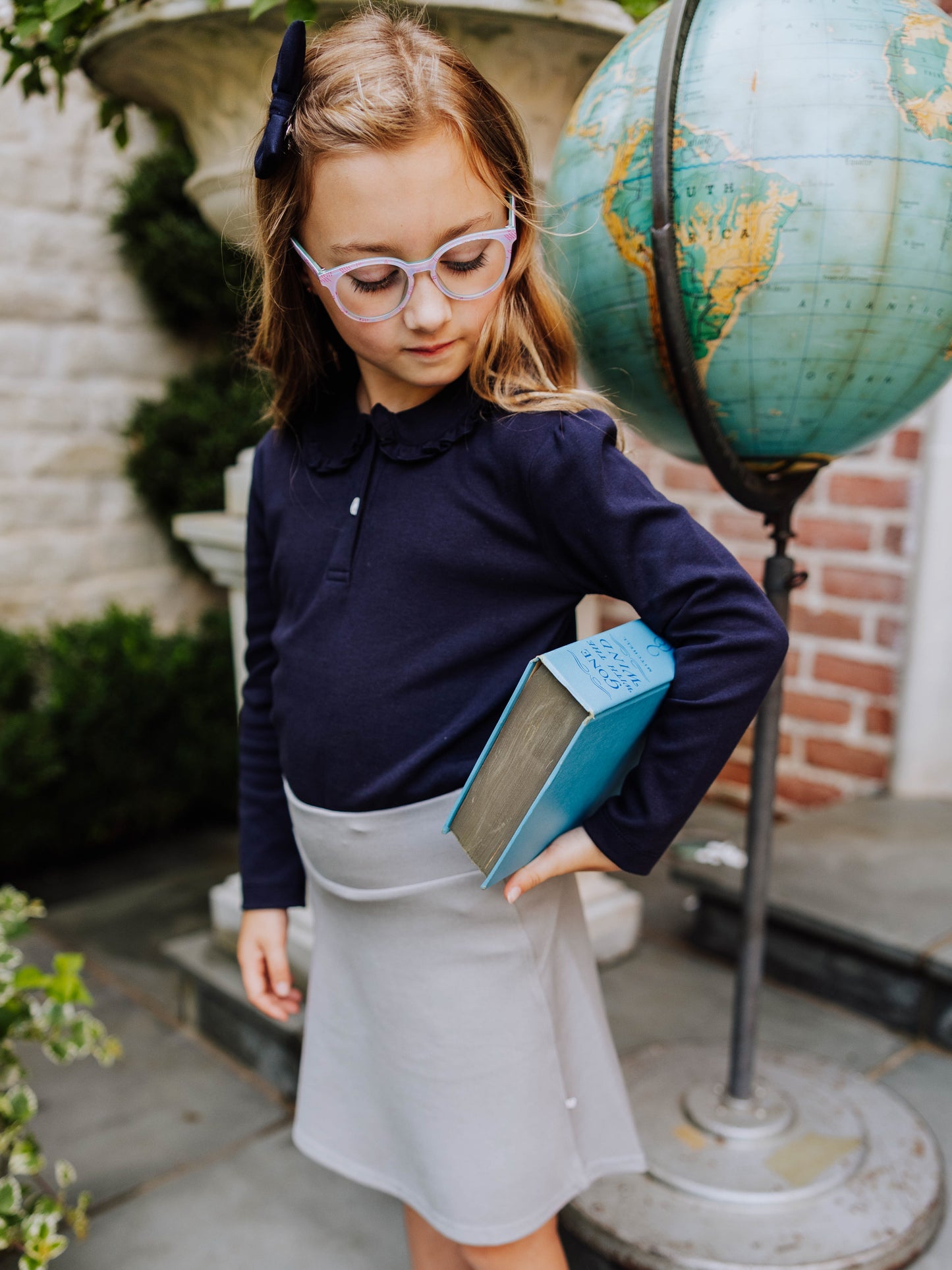 LS Ruffled Polo Shirt - Night Sky